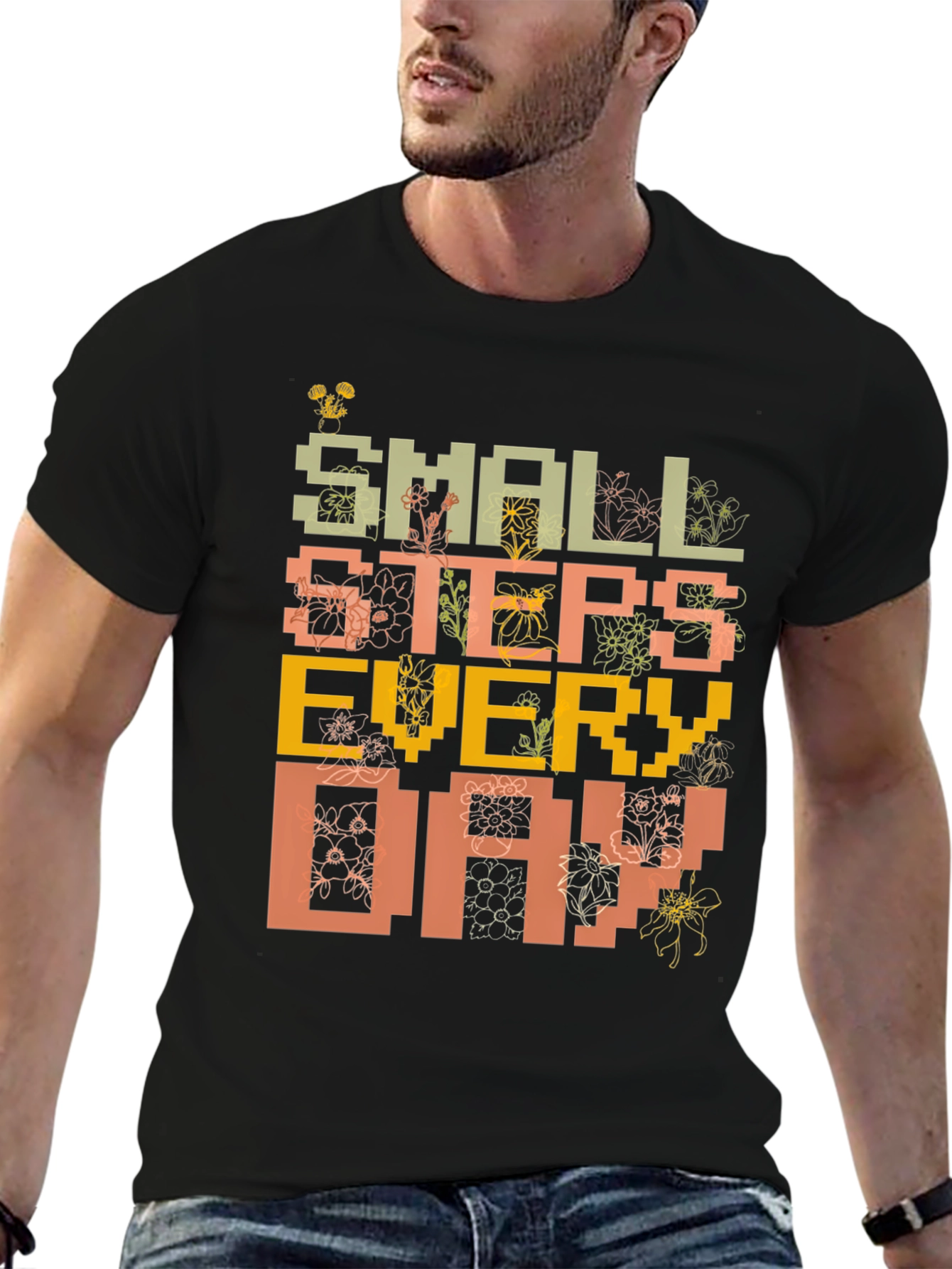 Black Small Steps Everyday Graphic Tee - Black view 6