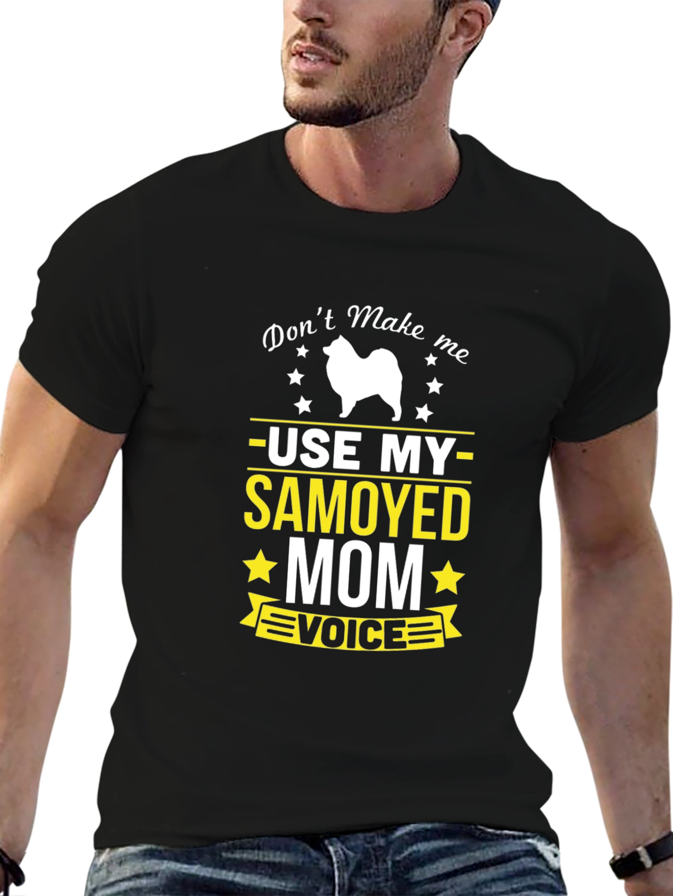 Black Samoyed Mom Voice T-Shirt - Funny Dog Lover Tee view 6