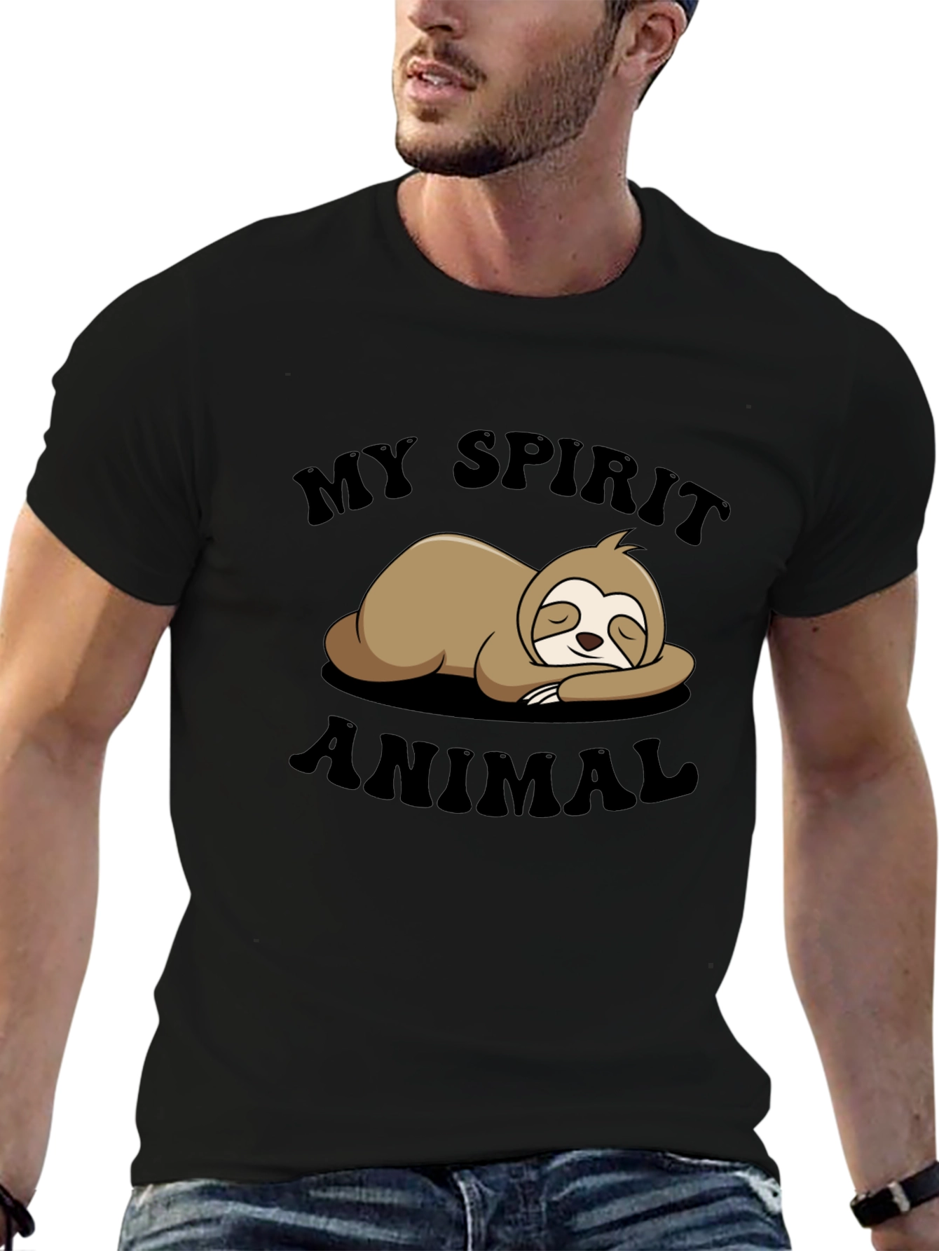 Black My Spirit Animal Sloth Graphic Tee view 6