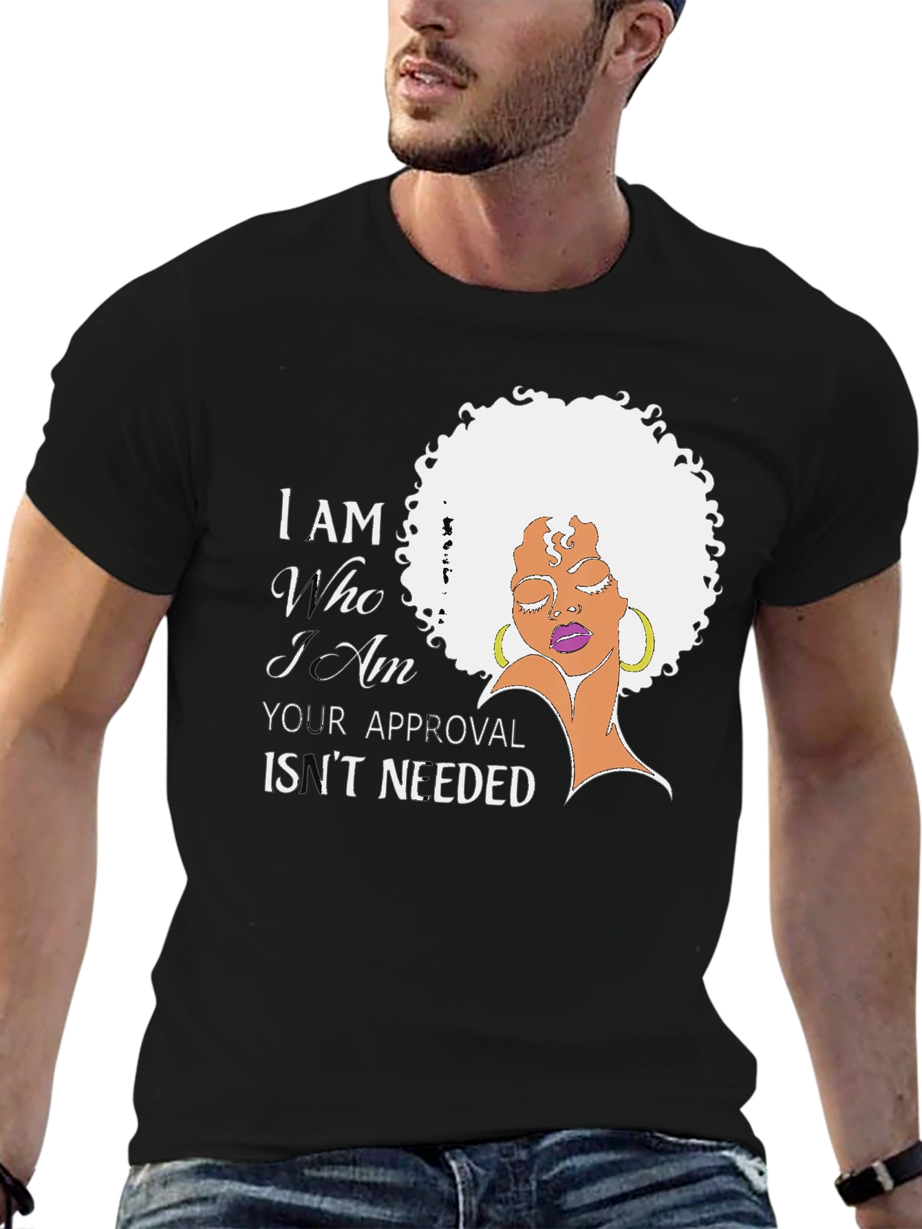 Black Empowered Woman Graphic Tee - "I Am Who I Am" view 6