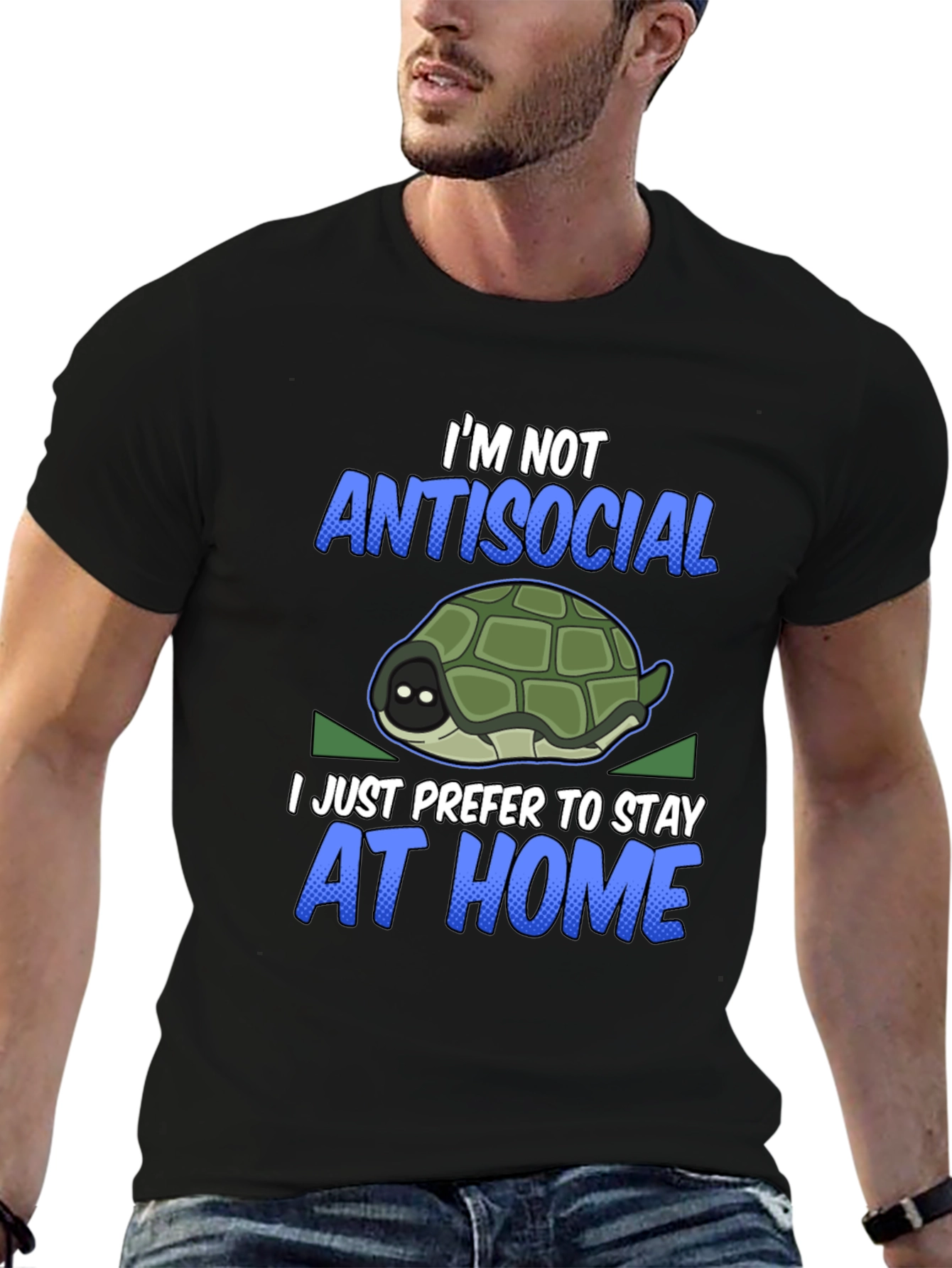 Black Introvert Turtle Graphic T-Shirt view 6
