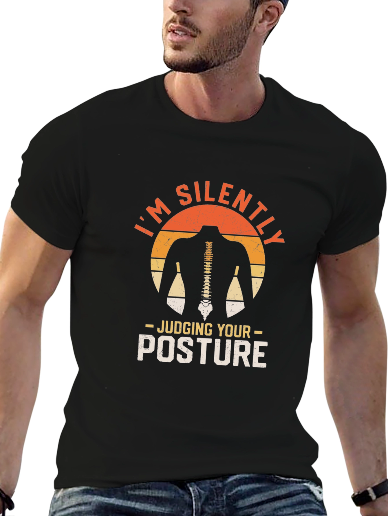 Black I'm Silently Judging Your Posture T-Shirt view 6