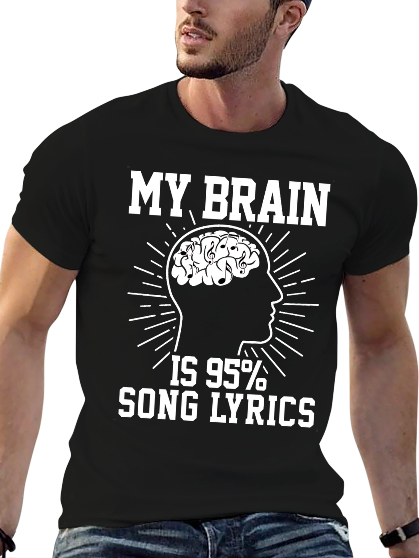 Black My Brain Song Lyrics T-Shirt view 6