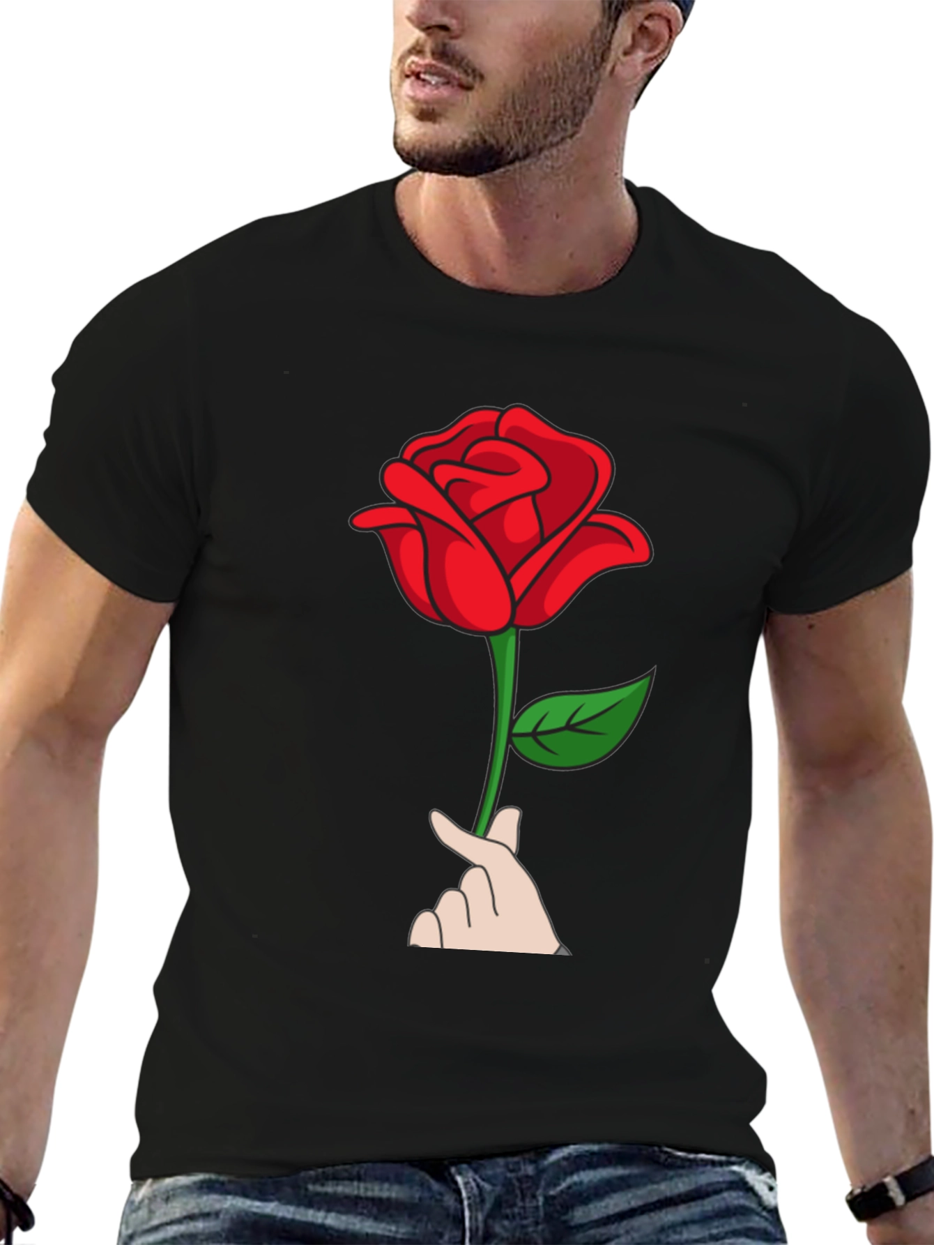Black Rose Heart T-Shirt - Black view 6