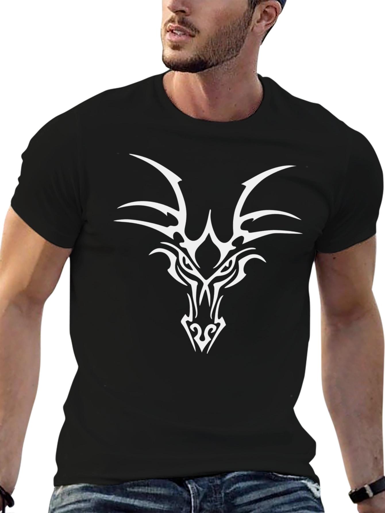 Black Dragon Graphic Tee - Black Cotton T-Shirt view 6