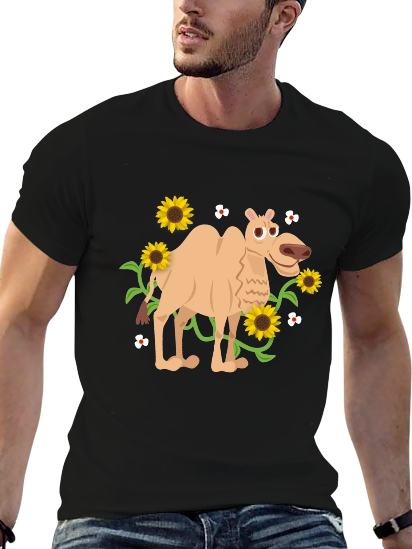 Black Camel and Sunflowers Graphic Tee view 6