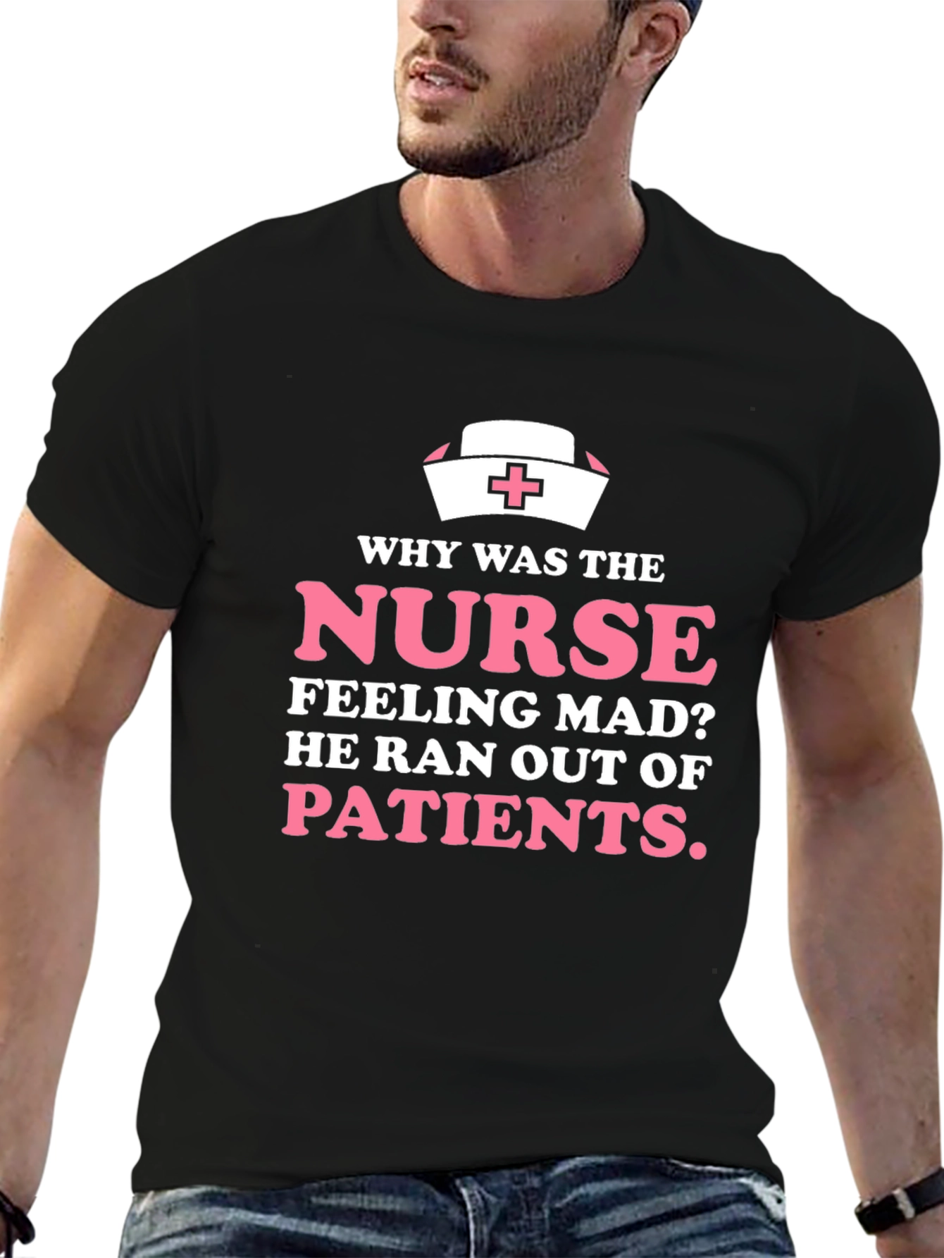 Black Funny Nurse T-Shirt - Why Was The Nurse Feeling Mad? view 6