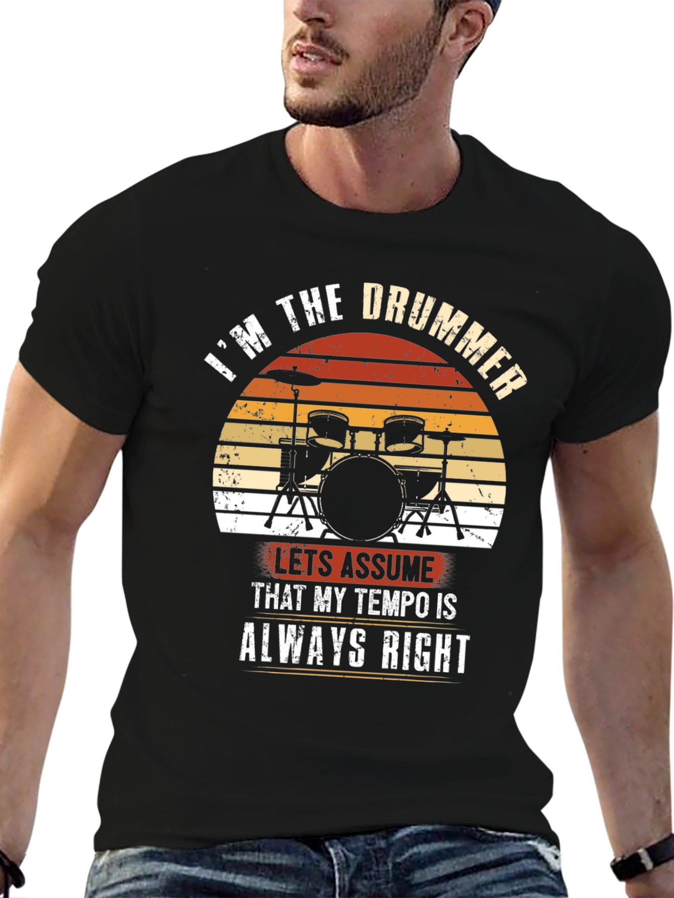 Black I'm the Drummer T-Shirt - Tempo Always Right view 6