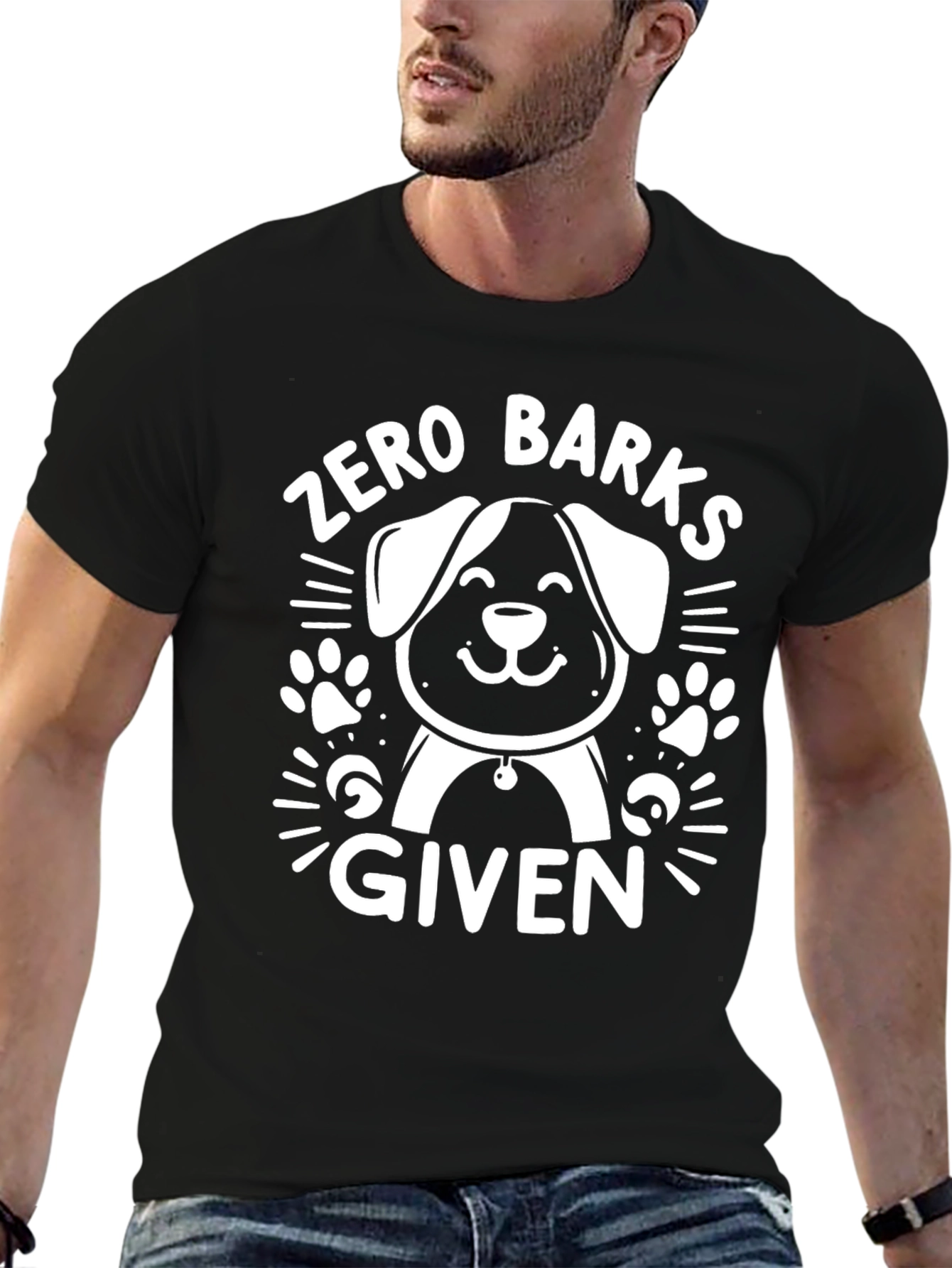 Black Zero Barks Given Dog T-Shirt view 6