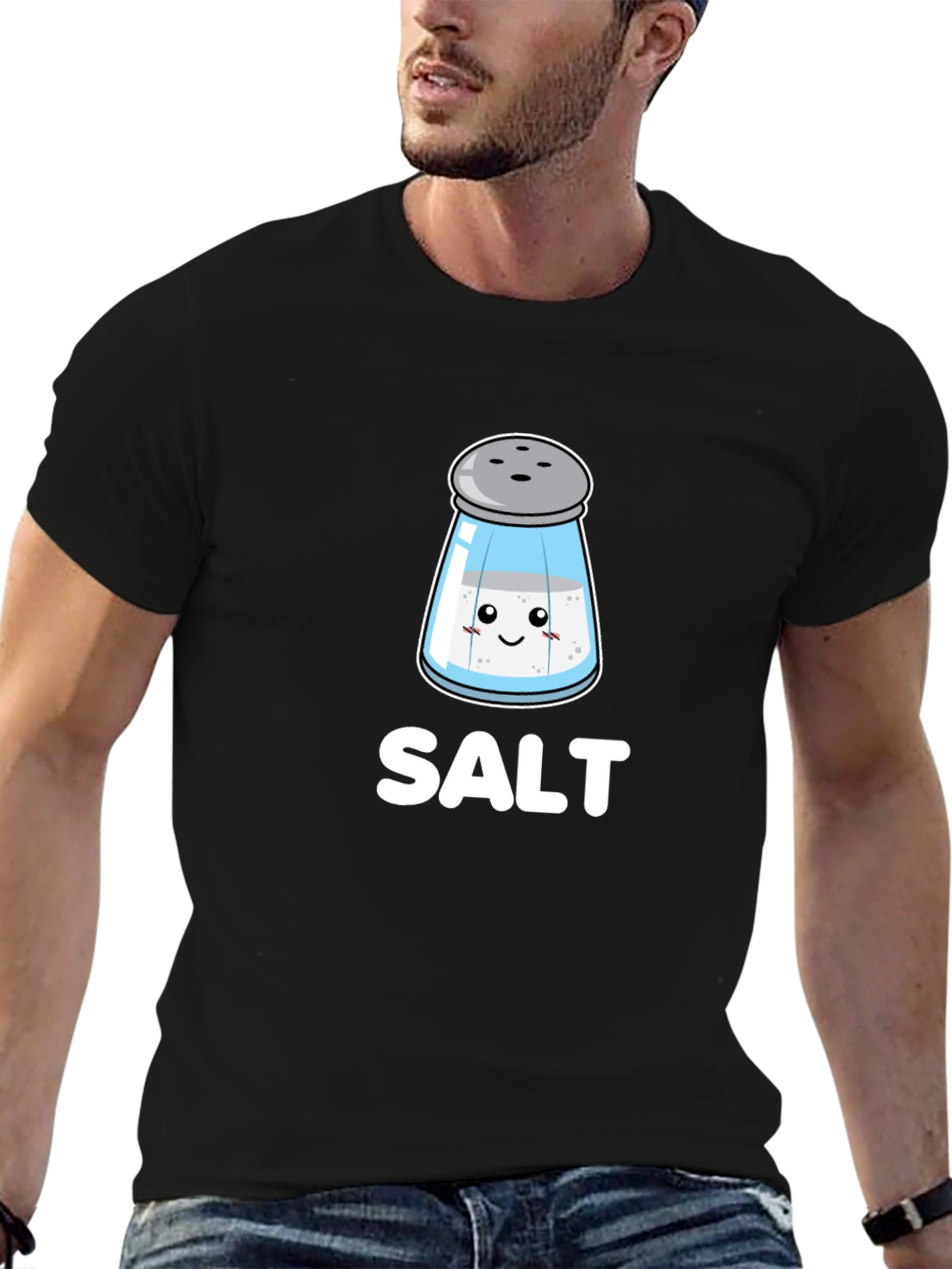 Black Cute Salt Shaker Graphic Tee - Black Cotton view 6