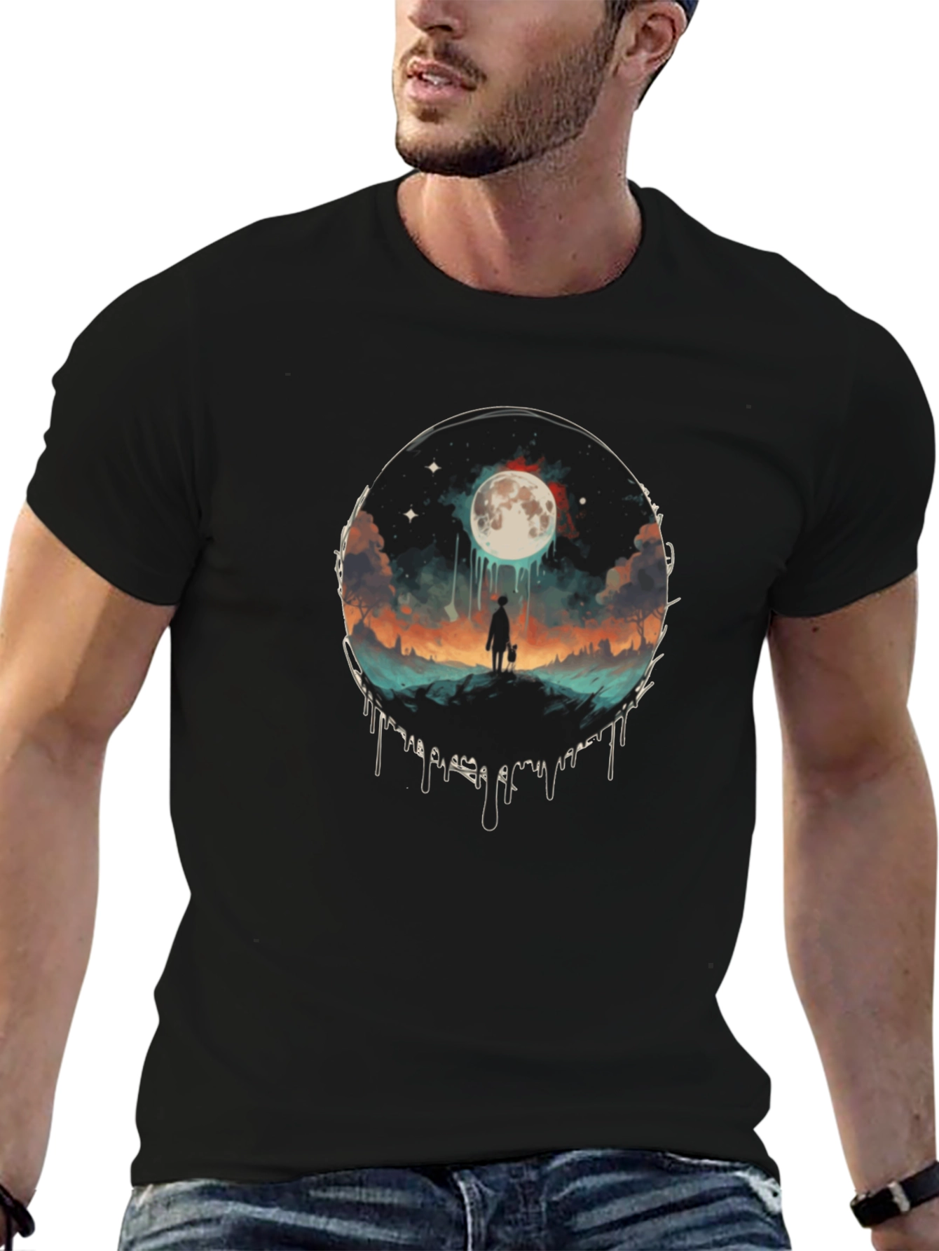 Black Moonlit Wanderer Graphic Tee view 6
