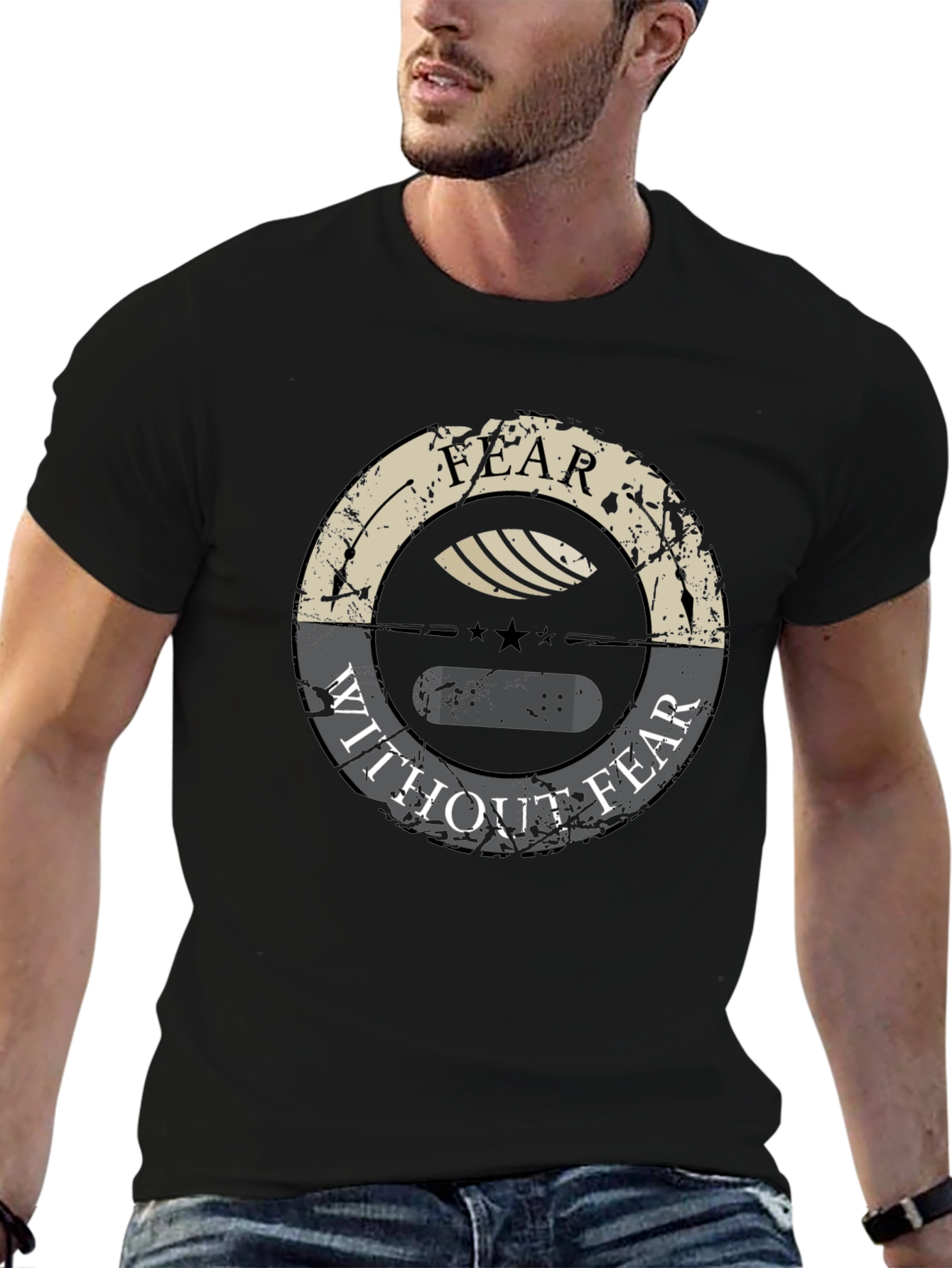 Black Fear Without Fear Graphic Tee - Premium Cotton view 6