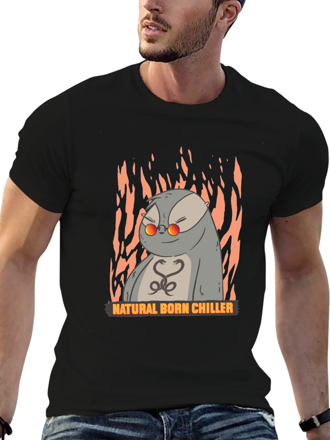 Black Natural Born Chiller Otter Graphic T-Shirt view 6