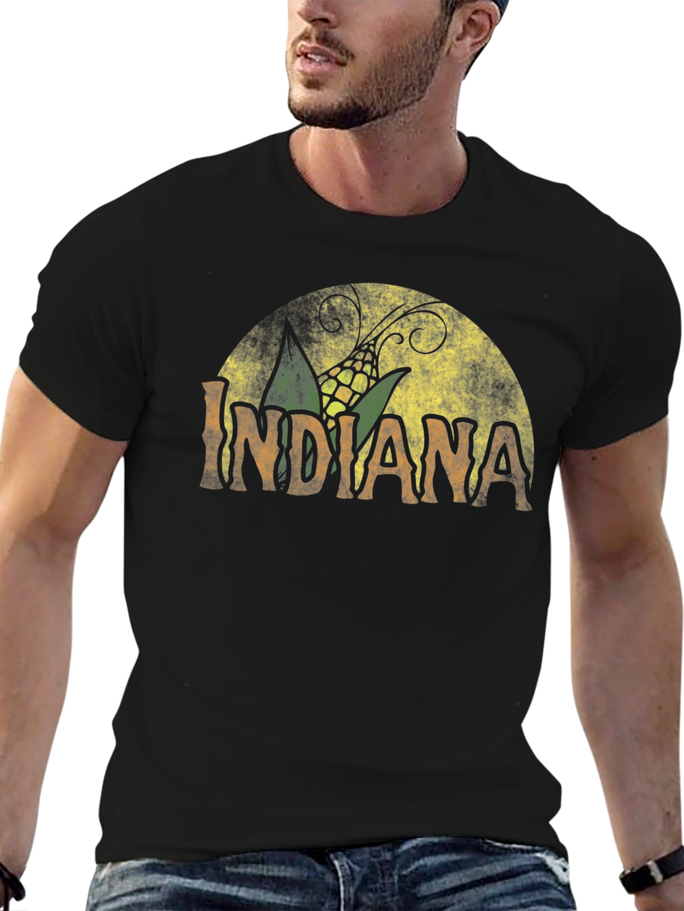 Black Indiana Corn Graphic Tee - Black Cotton T-Shirt view 6