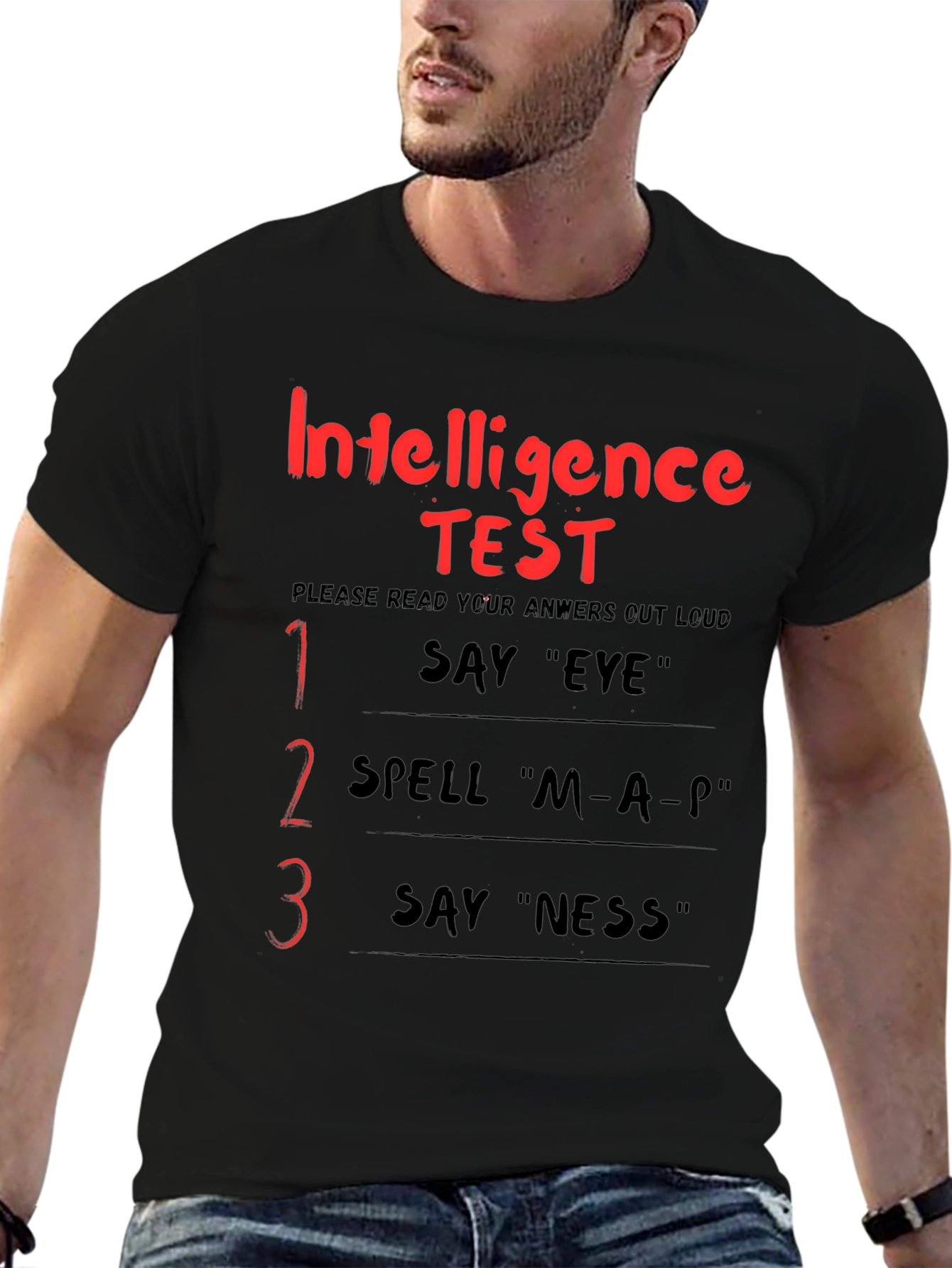 Black Intelligence Test Funny Adult Humor Graphic T-Shirt view 6
