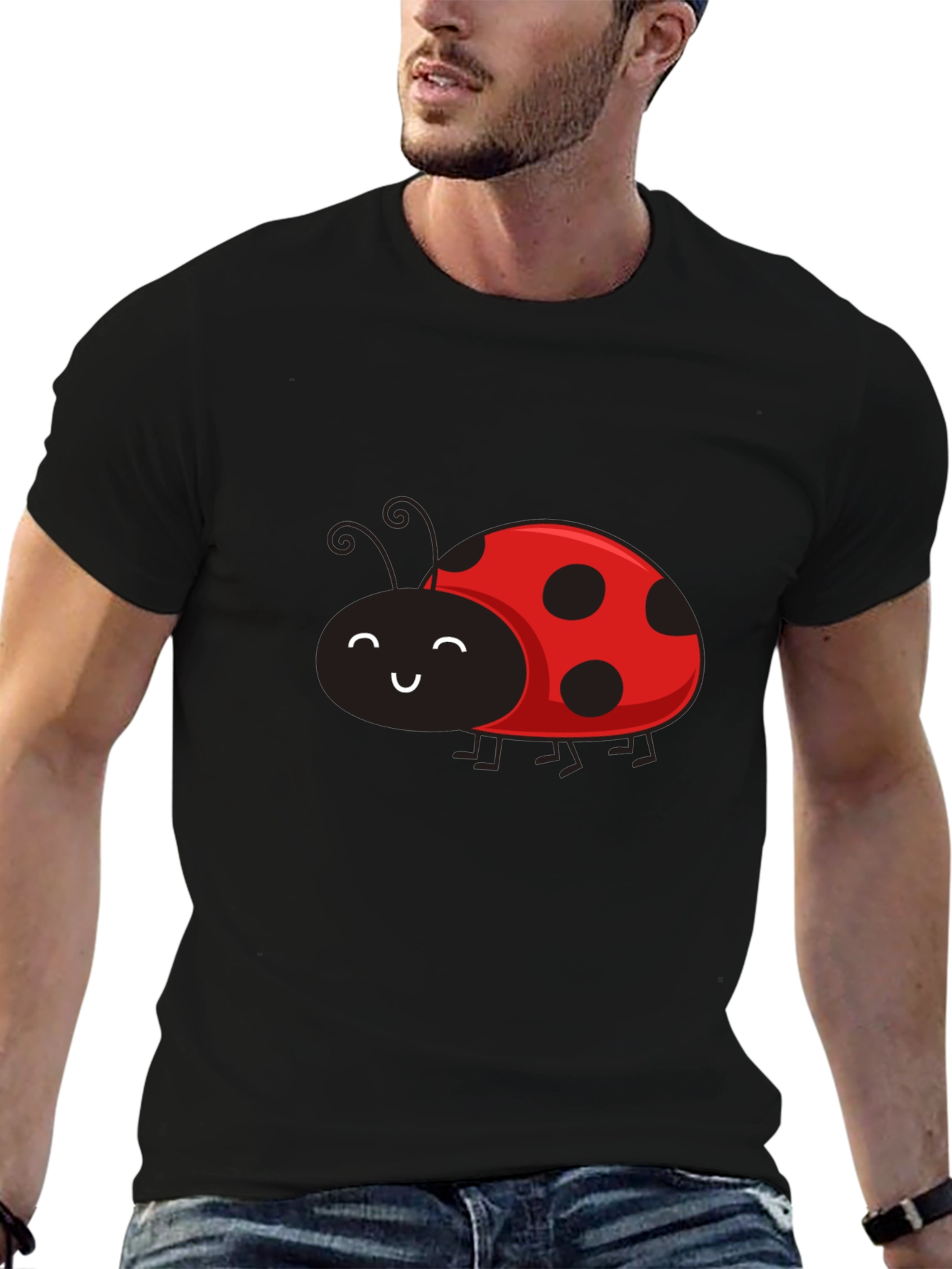 Black Ladybug Graphic Tee - Soft Cotton Blend view 6