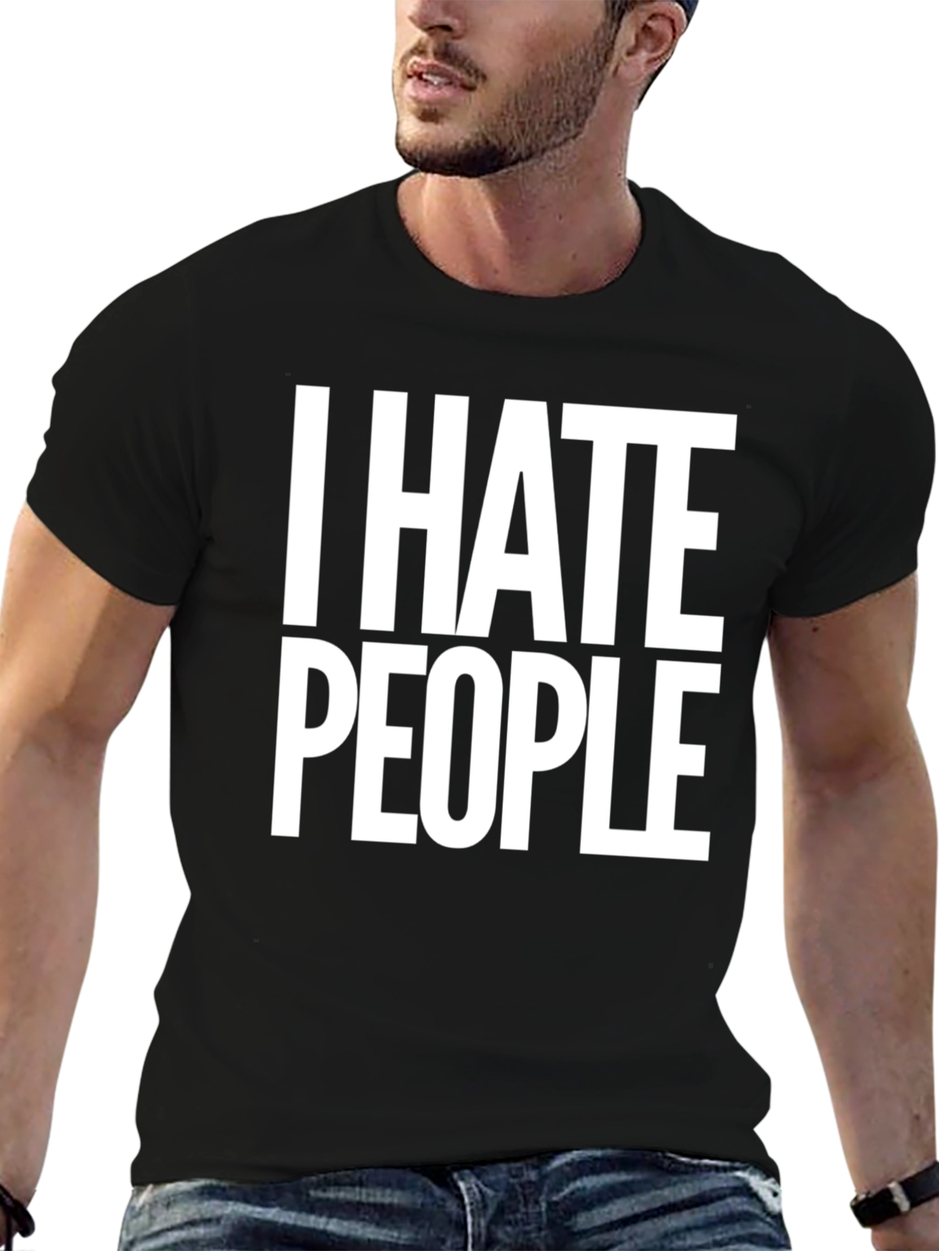 Black I Hate People Graphic T-Shirt view 6