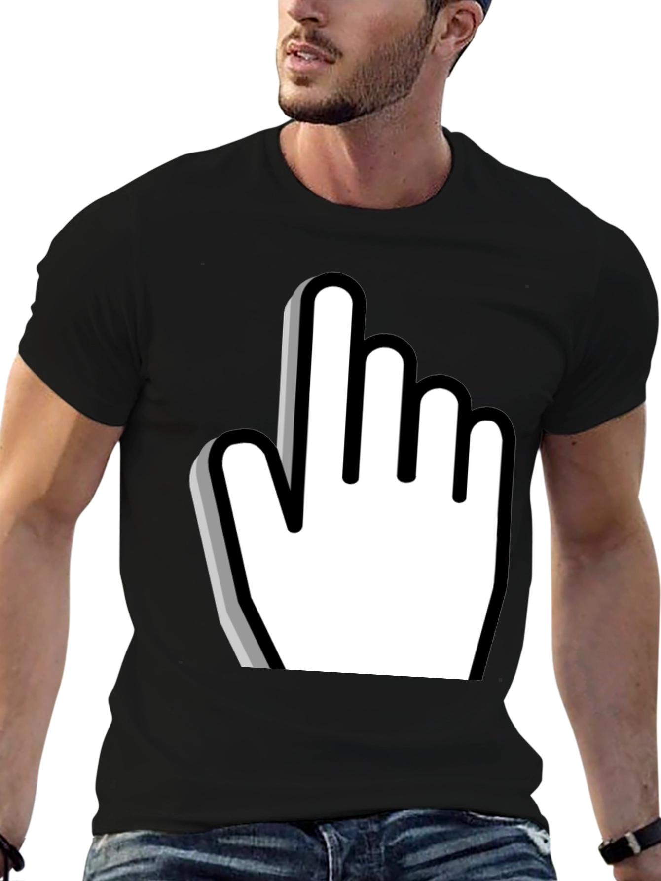 Black Pointer Graphic Tee - Novelty Design view 6