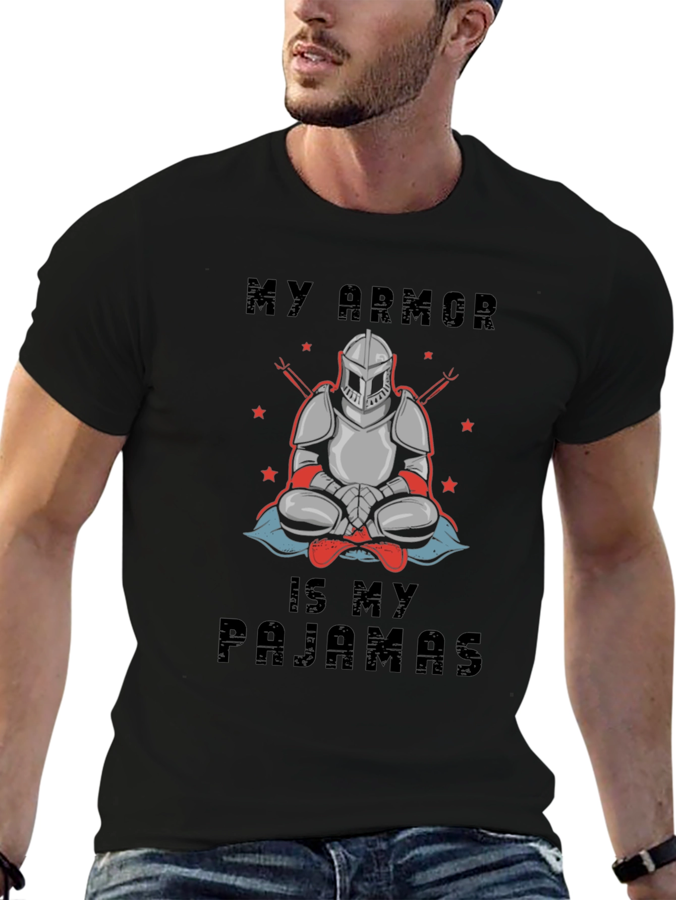 Black My Armor Is My Pajamas Graphic Tee view 6