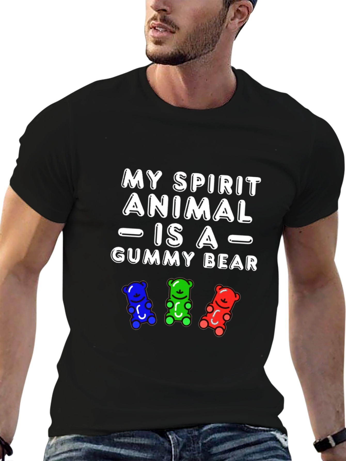 Black Gummy Bear Spirit Animal Graphic T-Shirt view 6