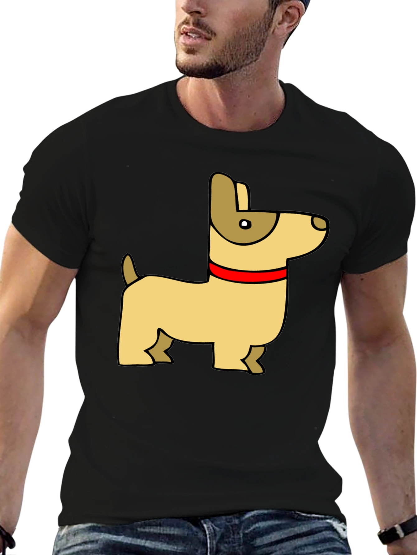 Black Cartoon Dog T-Shirt view 6