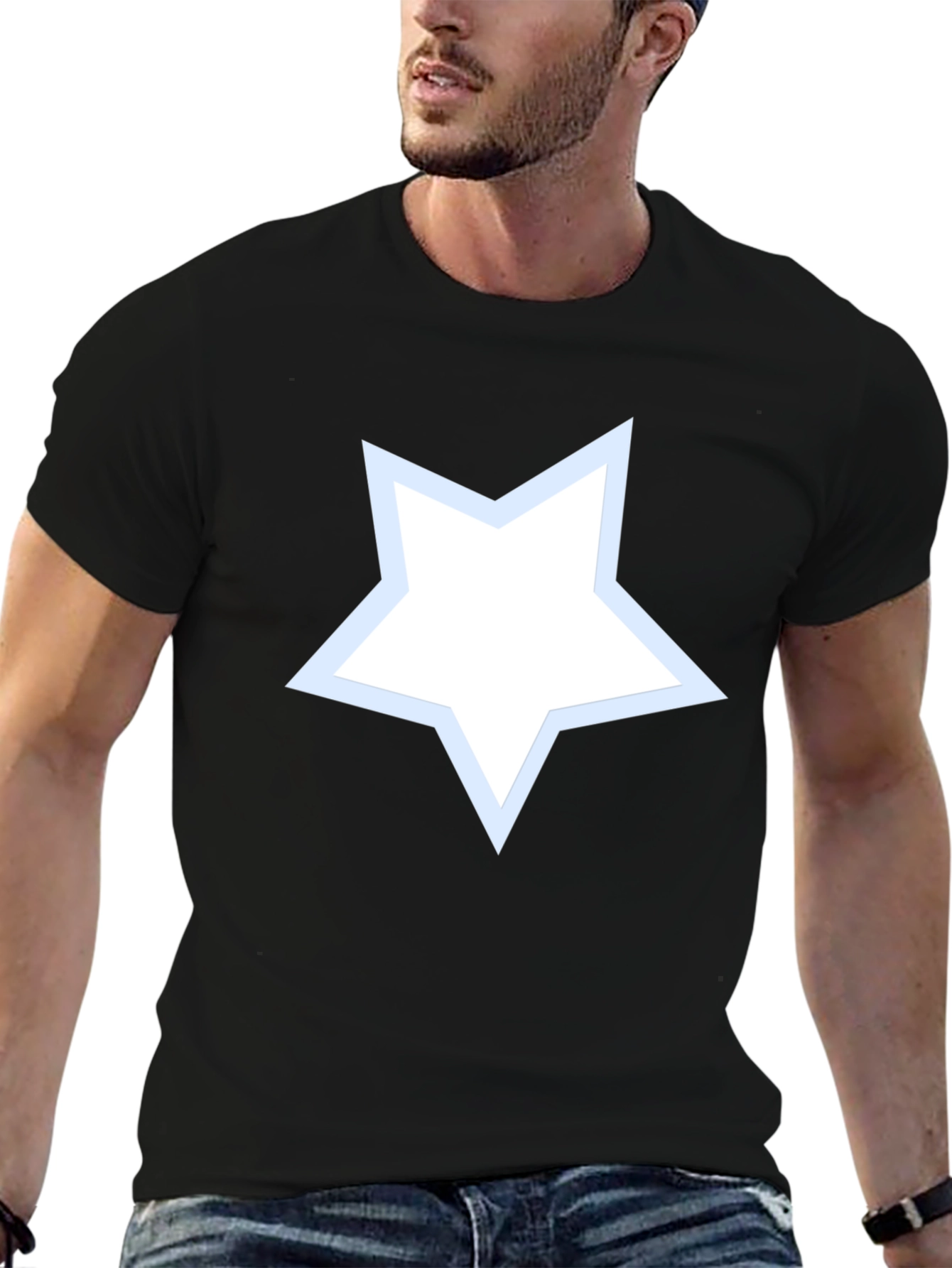 Black Star Graphic Men's Black T-Shirt view 6