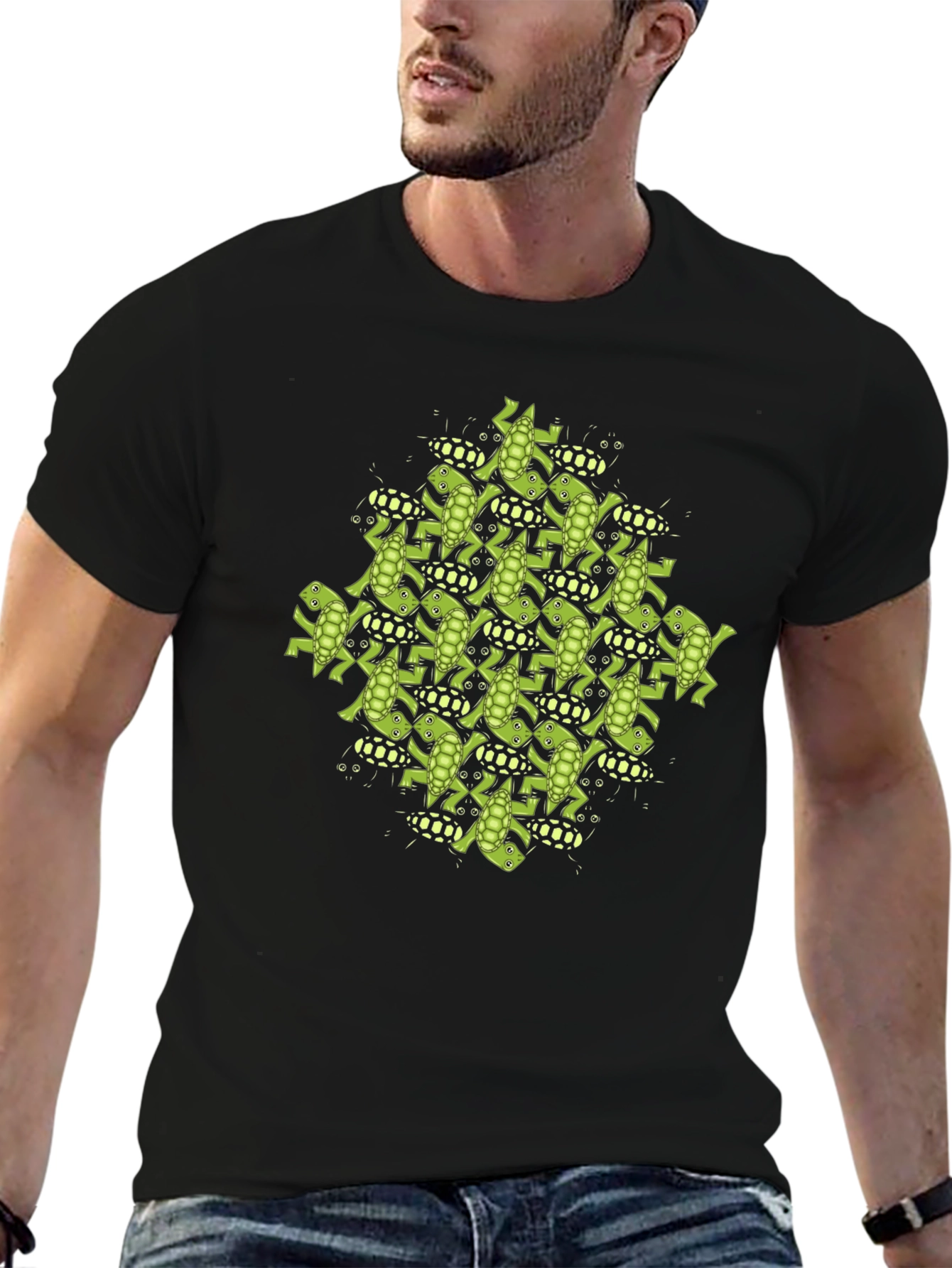 Black Frog Tessellation Print T-Shirt view 6