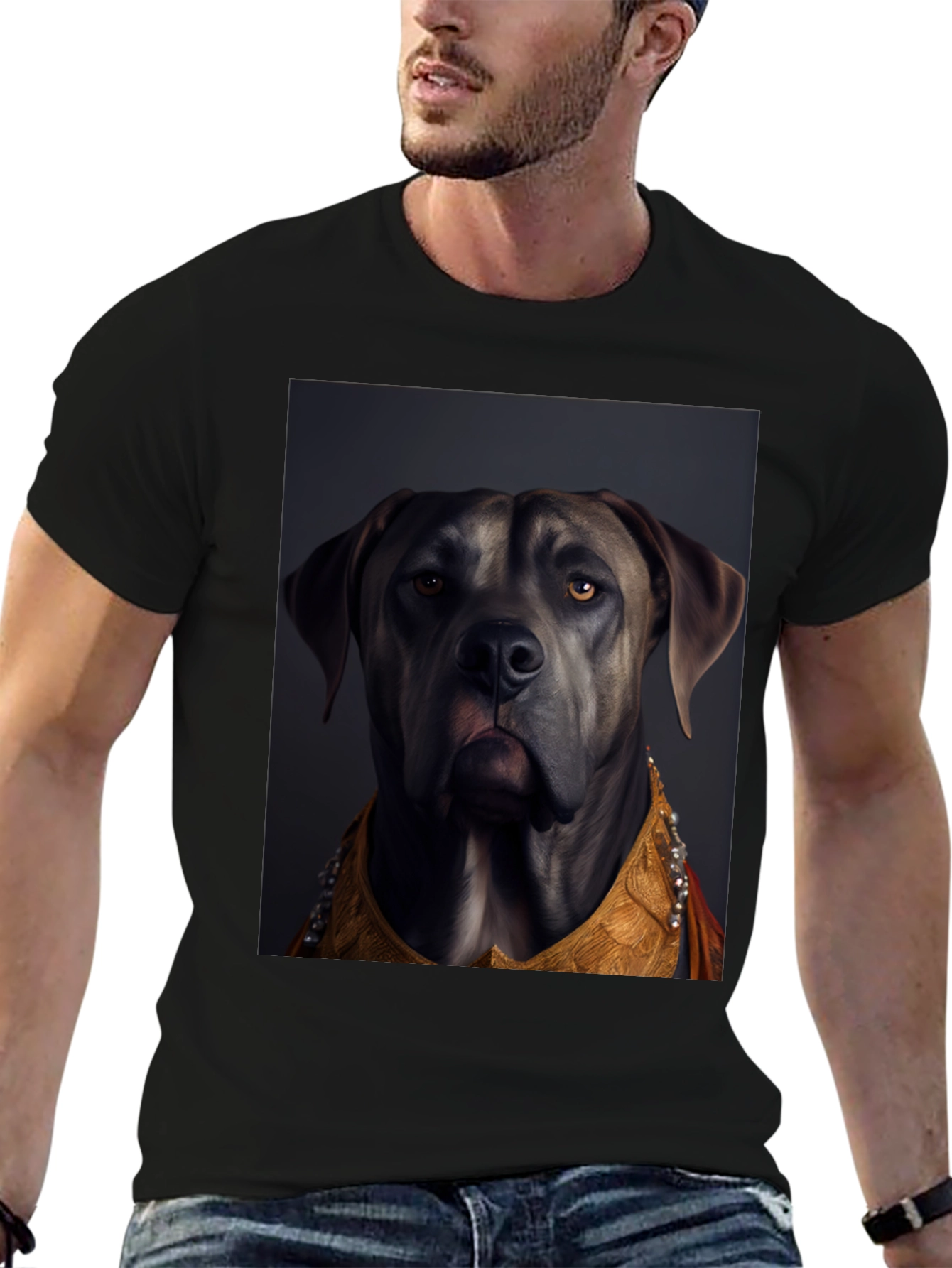 Black Dog Portrait Graphic Tee - Stylish Canine Art view 6