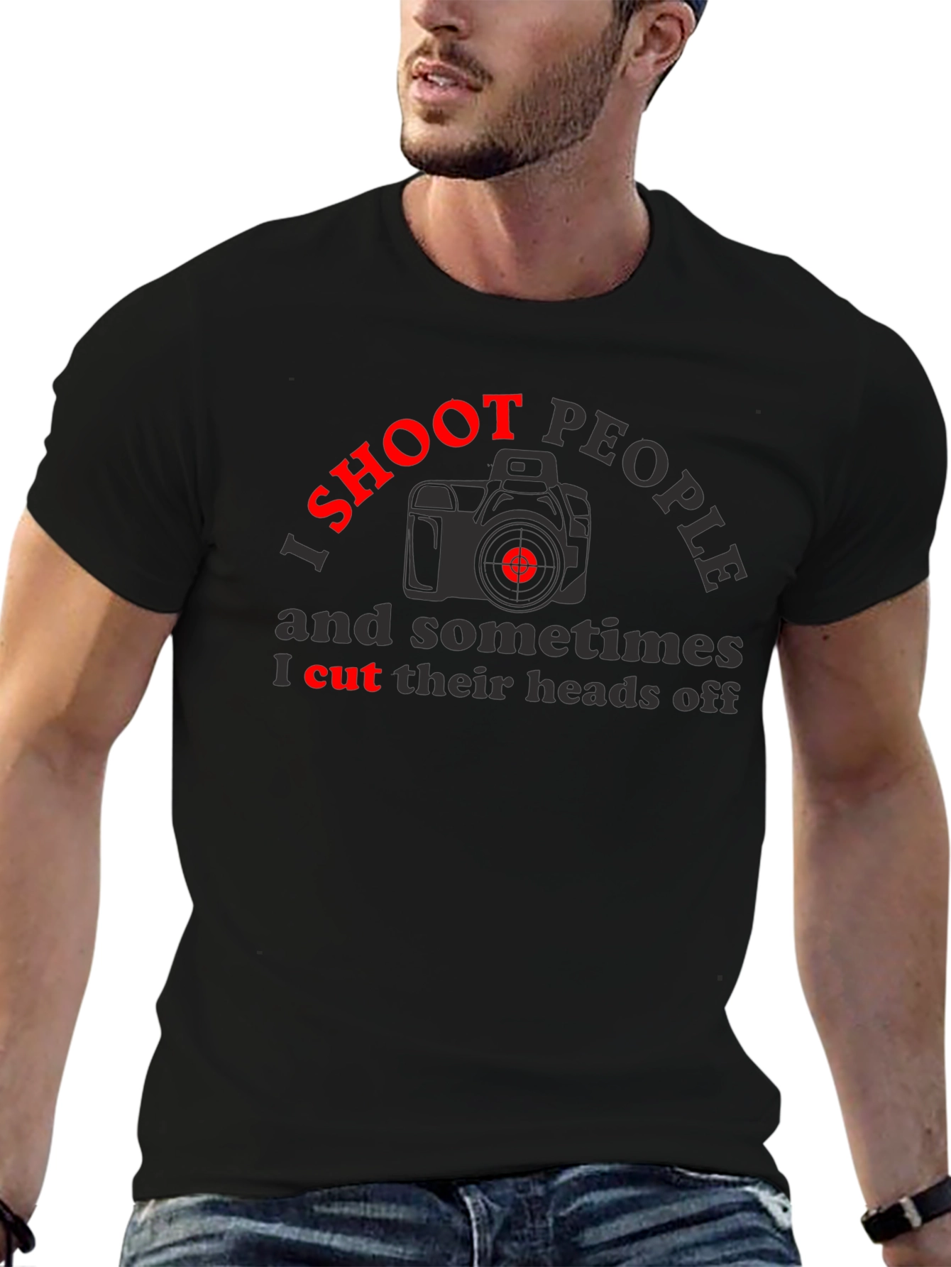 Black I Shoot People T-Shirt - Photography Humor Tee view 6