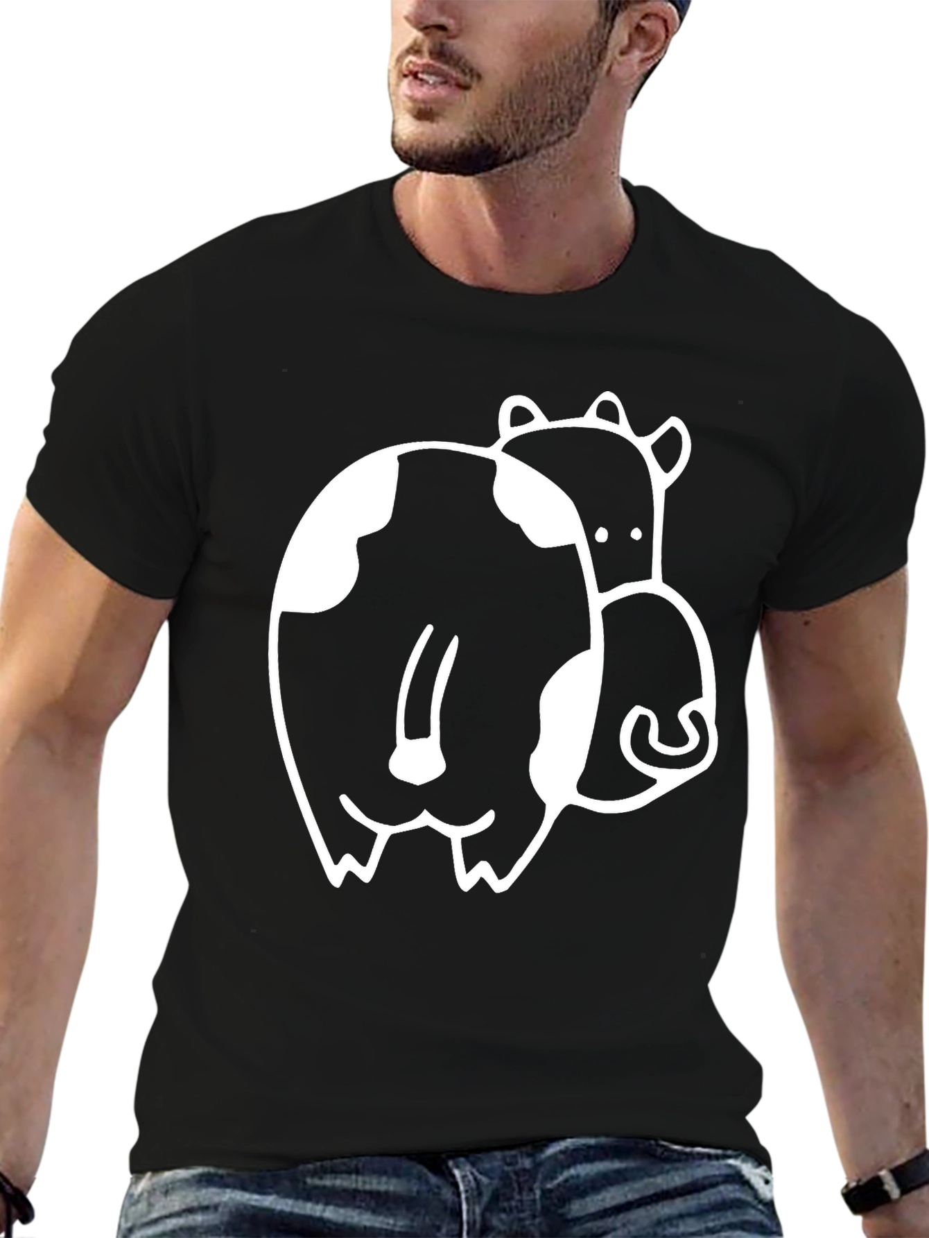 Black Funny Cow Butt T-Shirt - Black Graphic Tee view 6