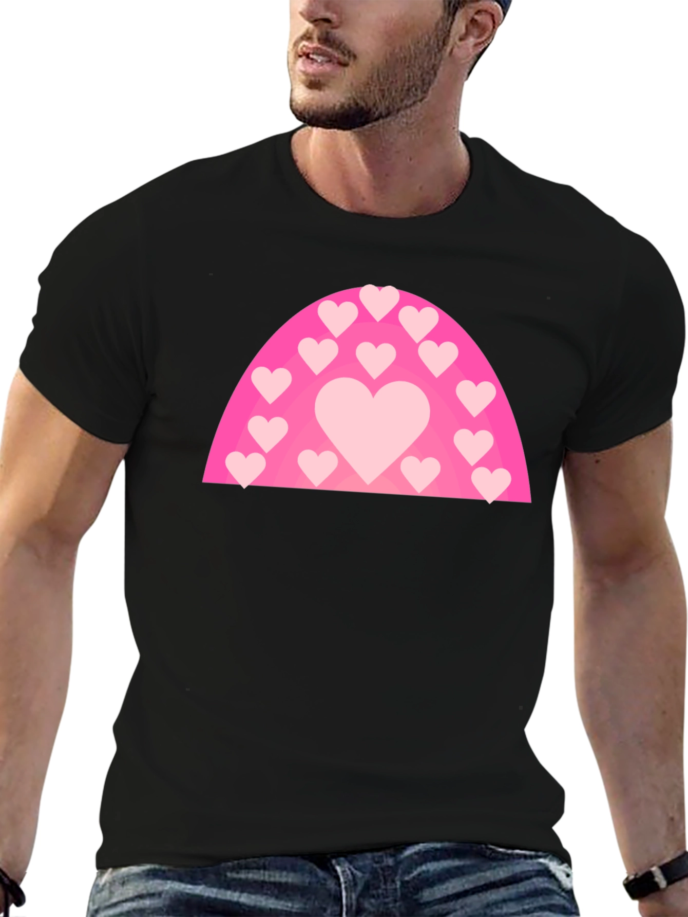 Black Heart Rainbow Graphic T-Shirt - Black view 6