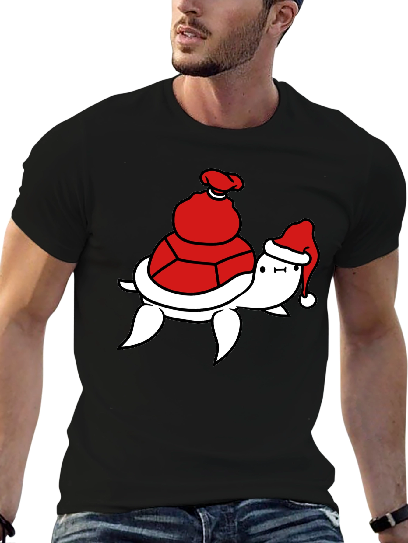 Black Festive Turtle T-Shirt - Holiday Ready view 6