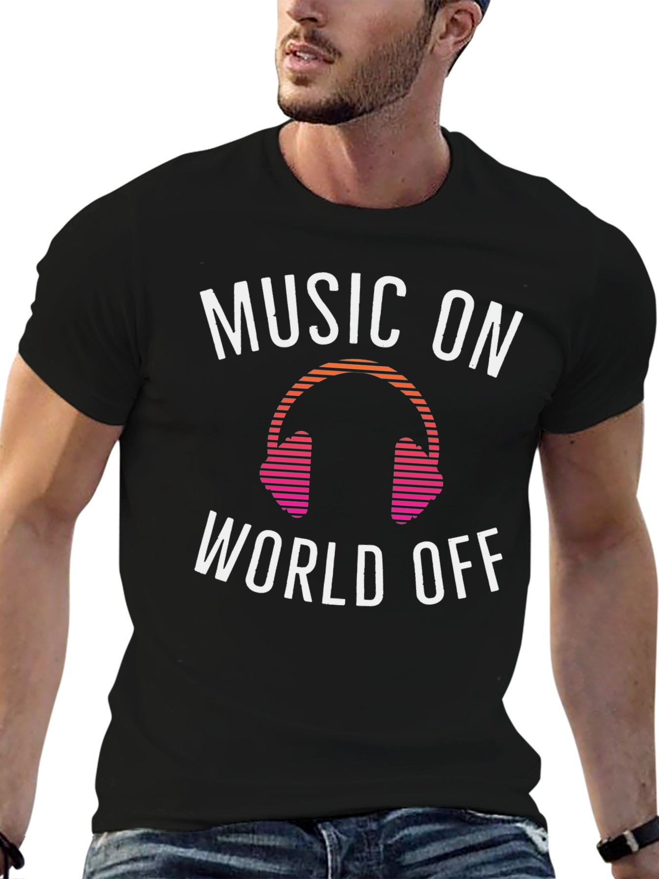 Black Music On, World Off Graphic Tee view 6