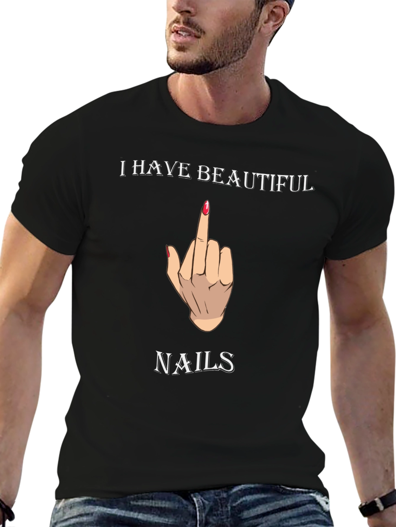 Black Beautiful Nails Graphic Tee - Funny T-Shirt view 6