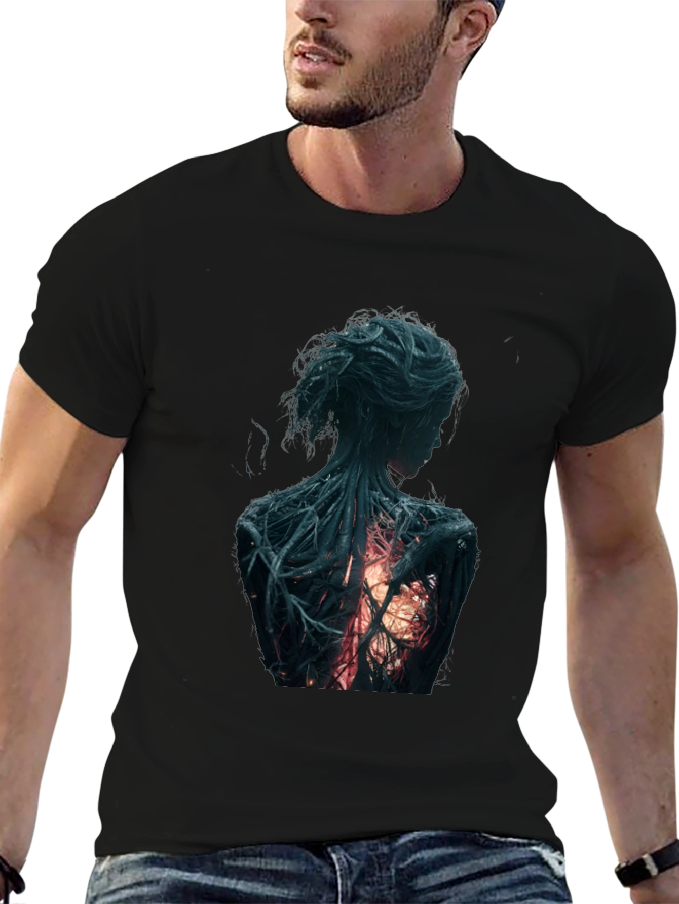 Black Artsy Back Graphic Black T-Shirt view 6