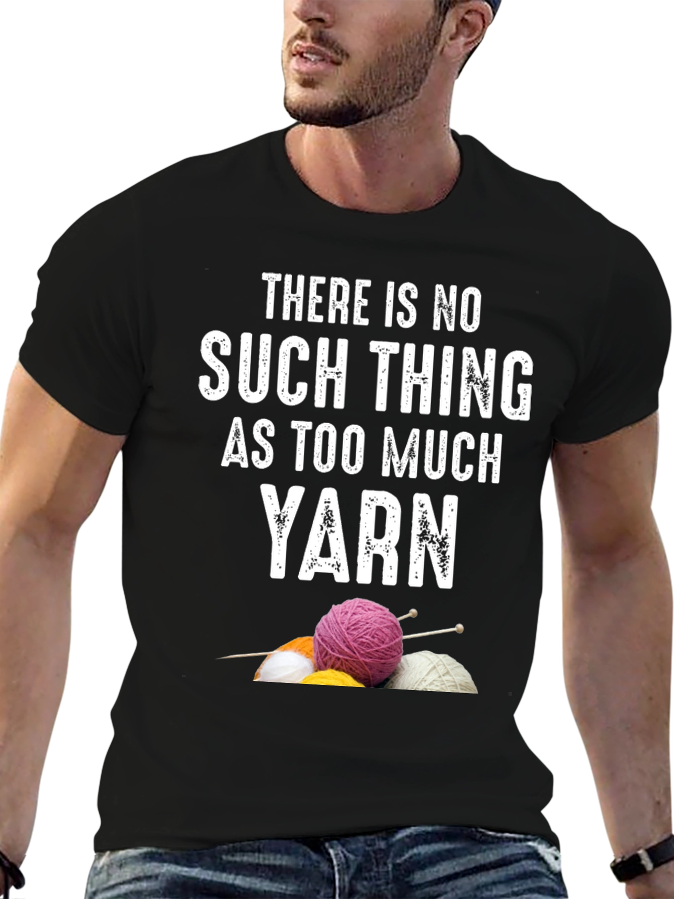 Black Yarn Lover T-Shirt - Knitting & Crochet Gift view 6