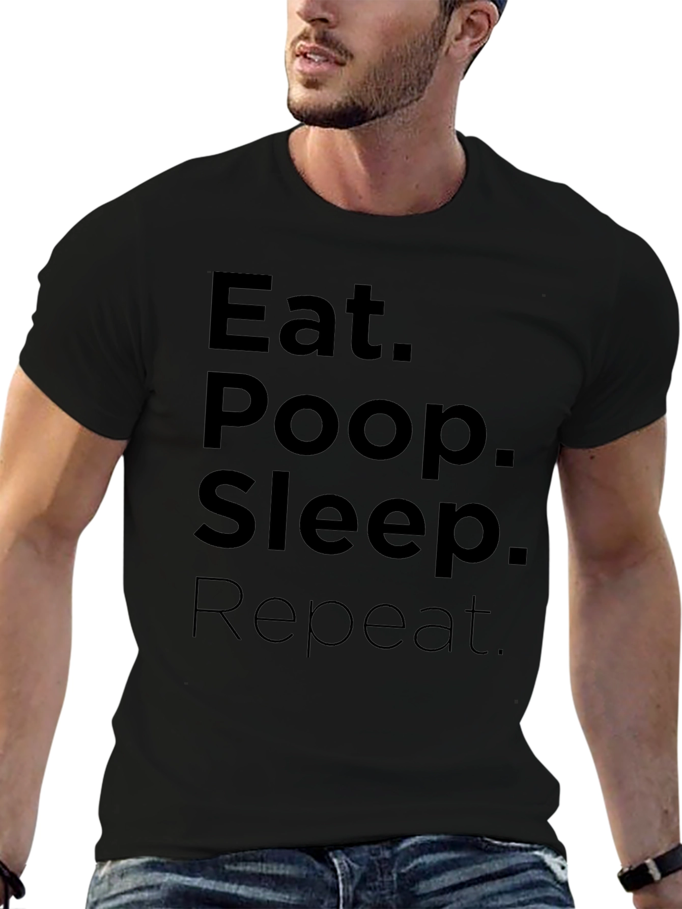 Black Eat Poop Sleep Repeat T-Shirt - Funny Casual Tee view 6