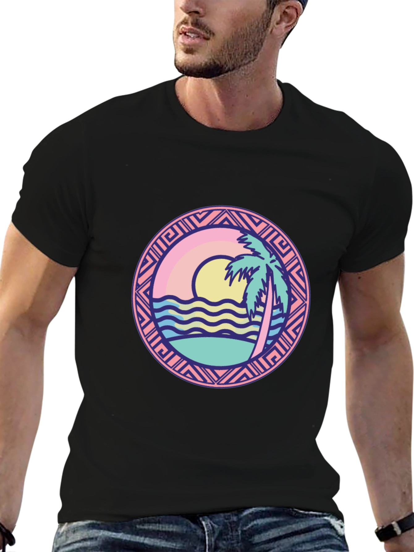 Black Tropical Beach Graphic T-Shirt - Vacation Vibes view 6