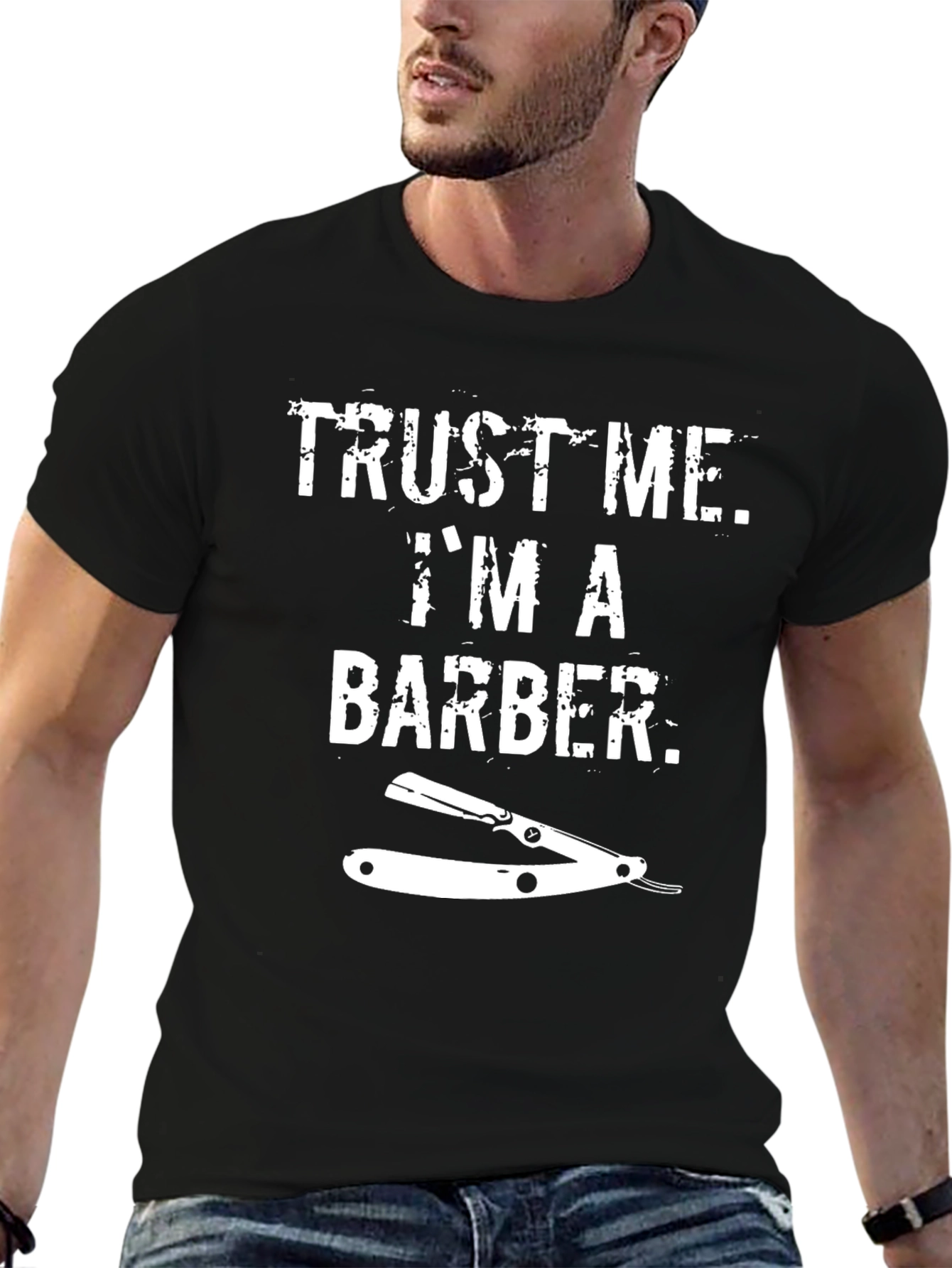 Black Trust Me I'm A Barber Graphic Tee view 6