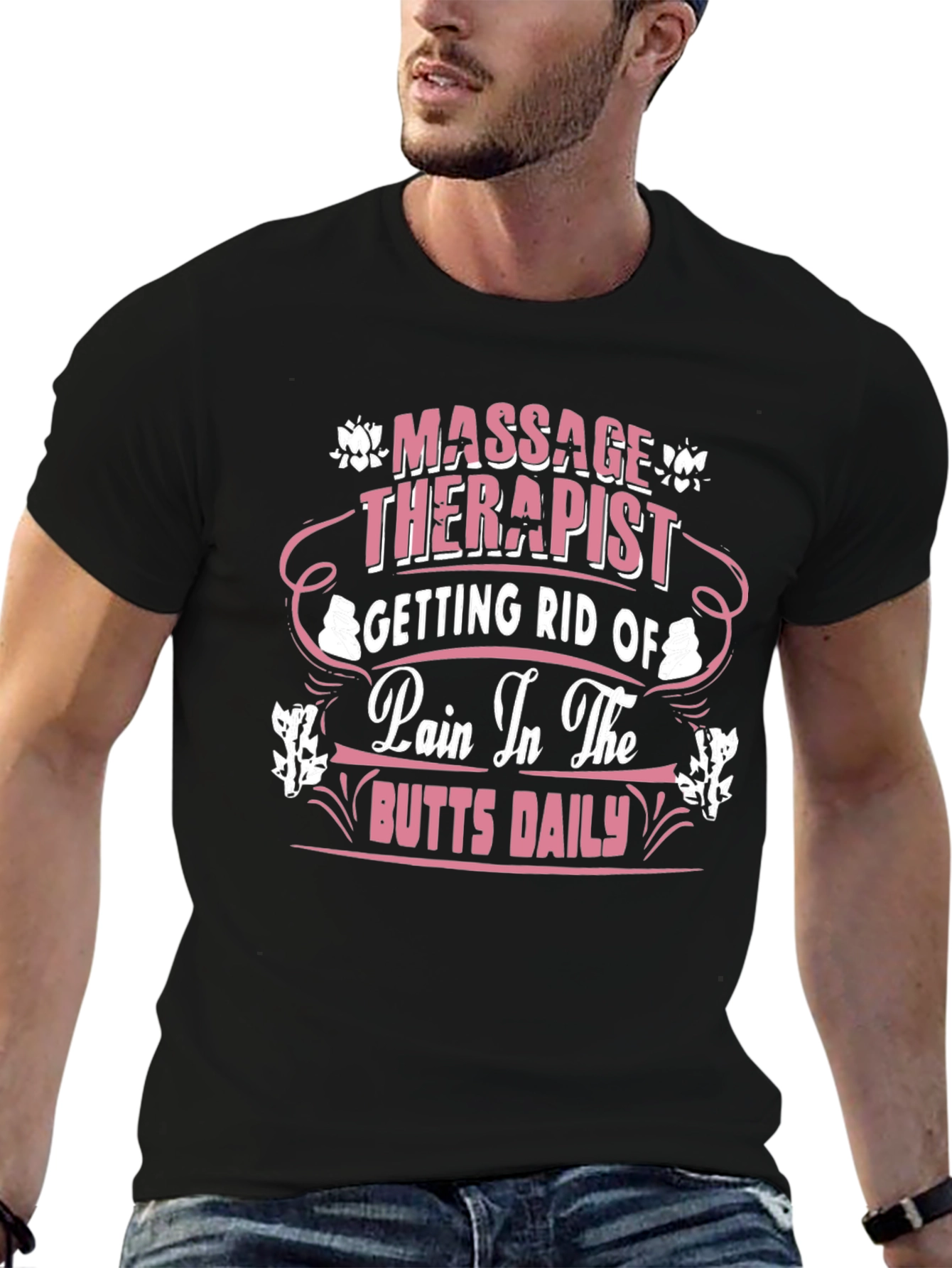 Black Massage Therapist Humor Graphic T-Shirt view 6