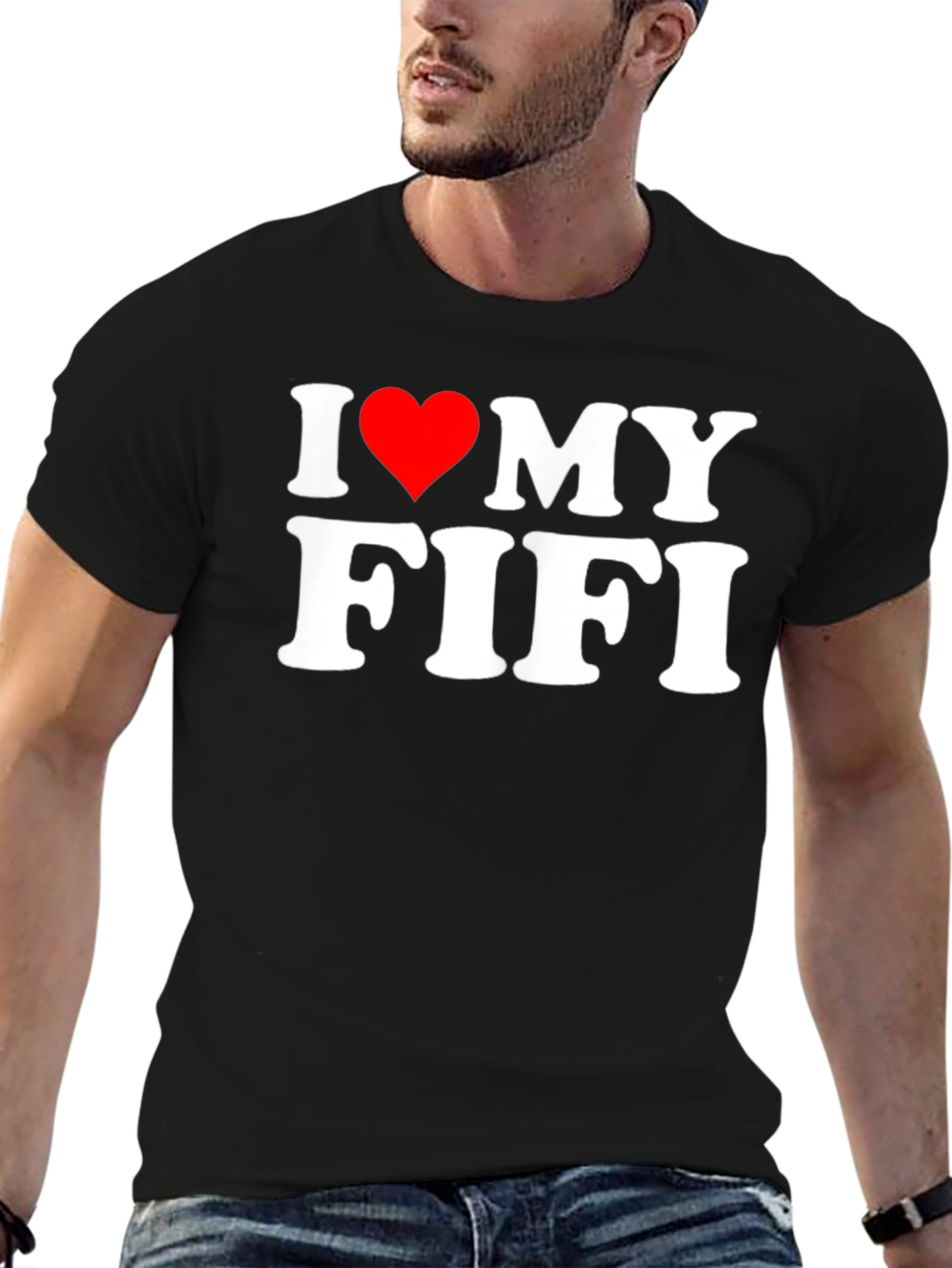 Black I Heart My Fifi T-Shirt - Novelty Graphic Tee view 6