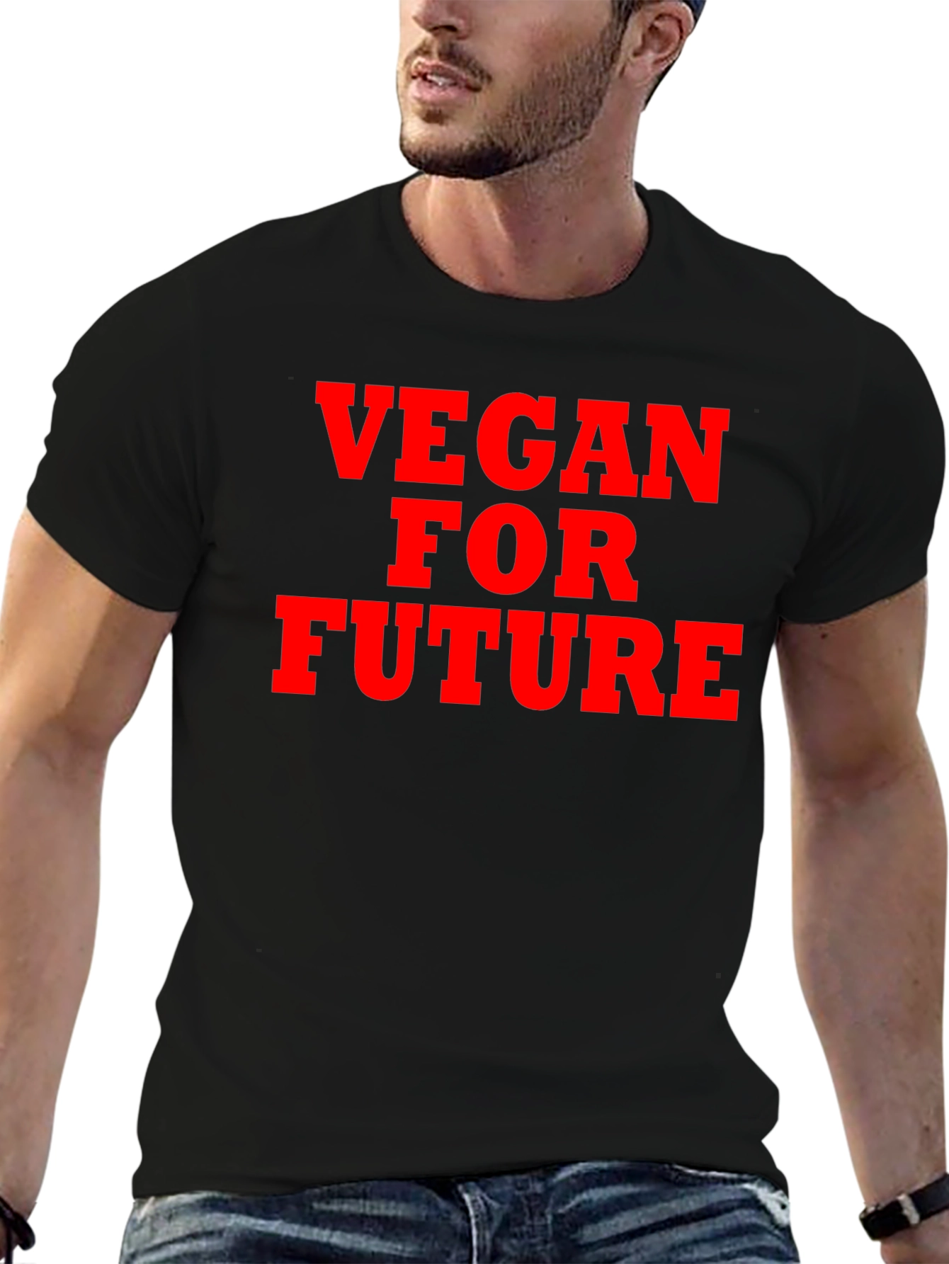 Black Vegan for Future T-Shirt - Eco-Conscious Statement Tee view 6