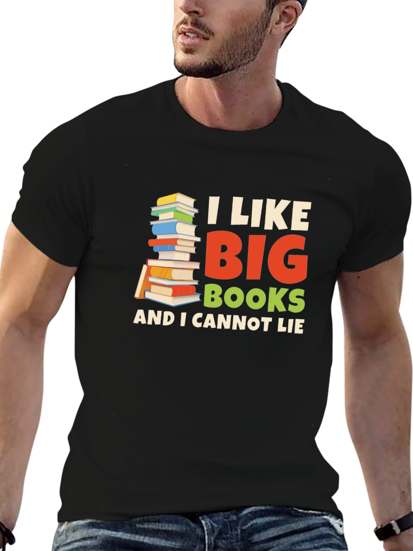 Black I Like Big Books T-Shirt - Novelty Reader Tee view 6