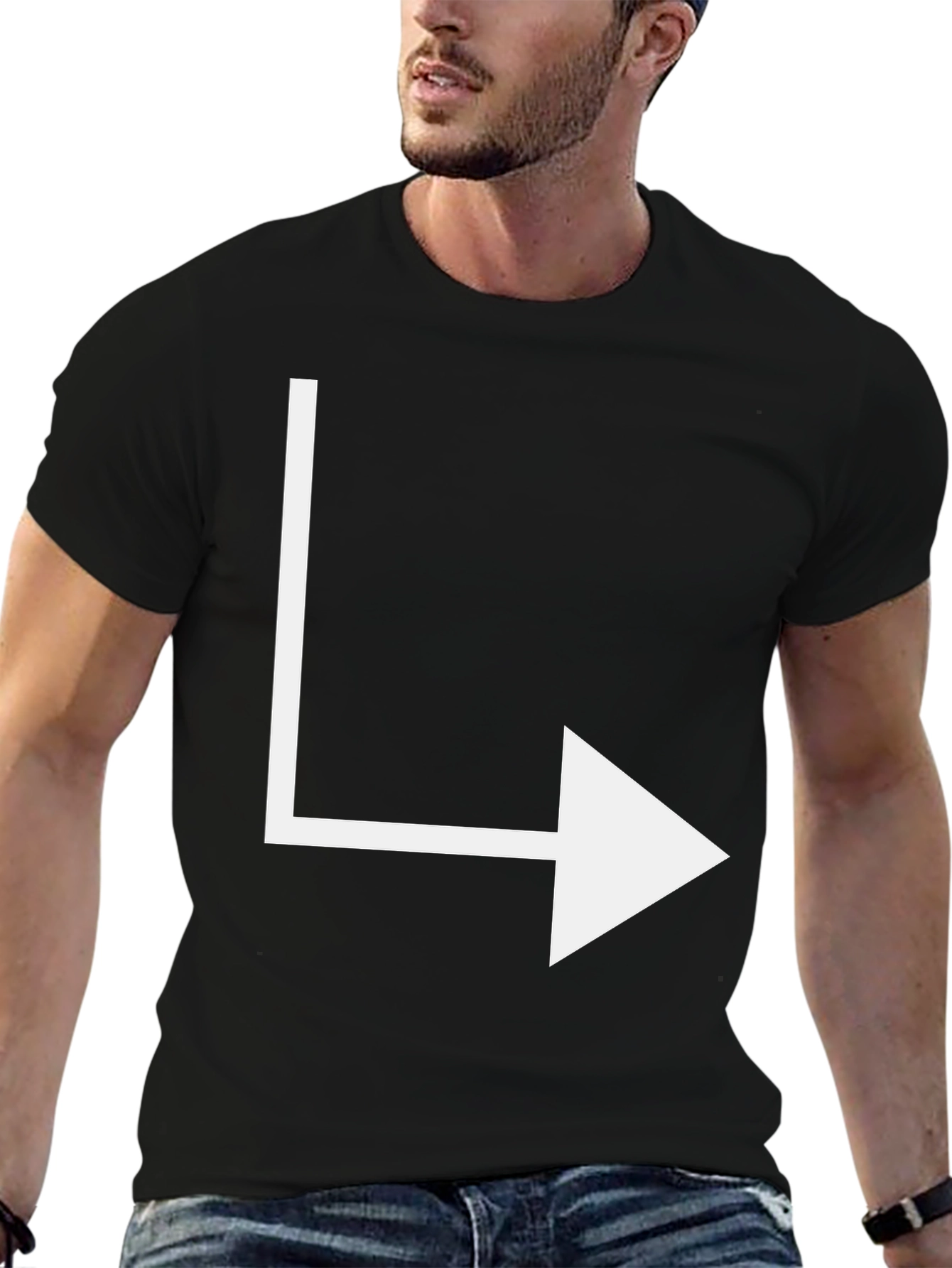 Black Right Arrow Graphic Tee - Men's Black T-Shirt view 6