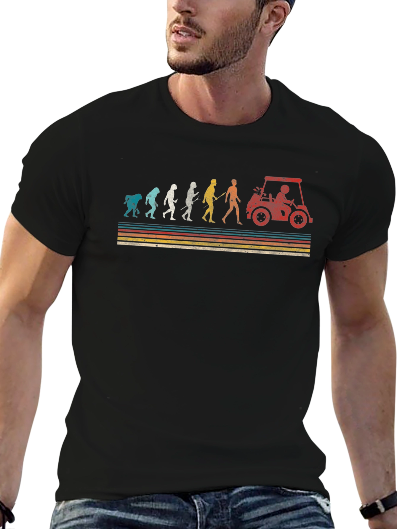 Black Golf Evolution T-Shirt - Humorous Golfer Tee view 6