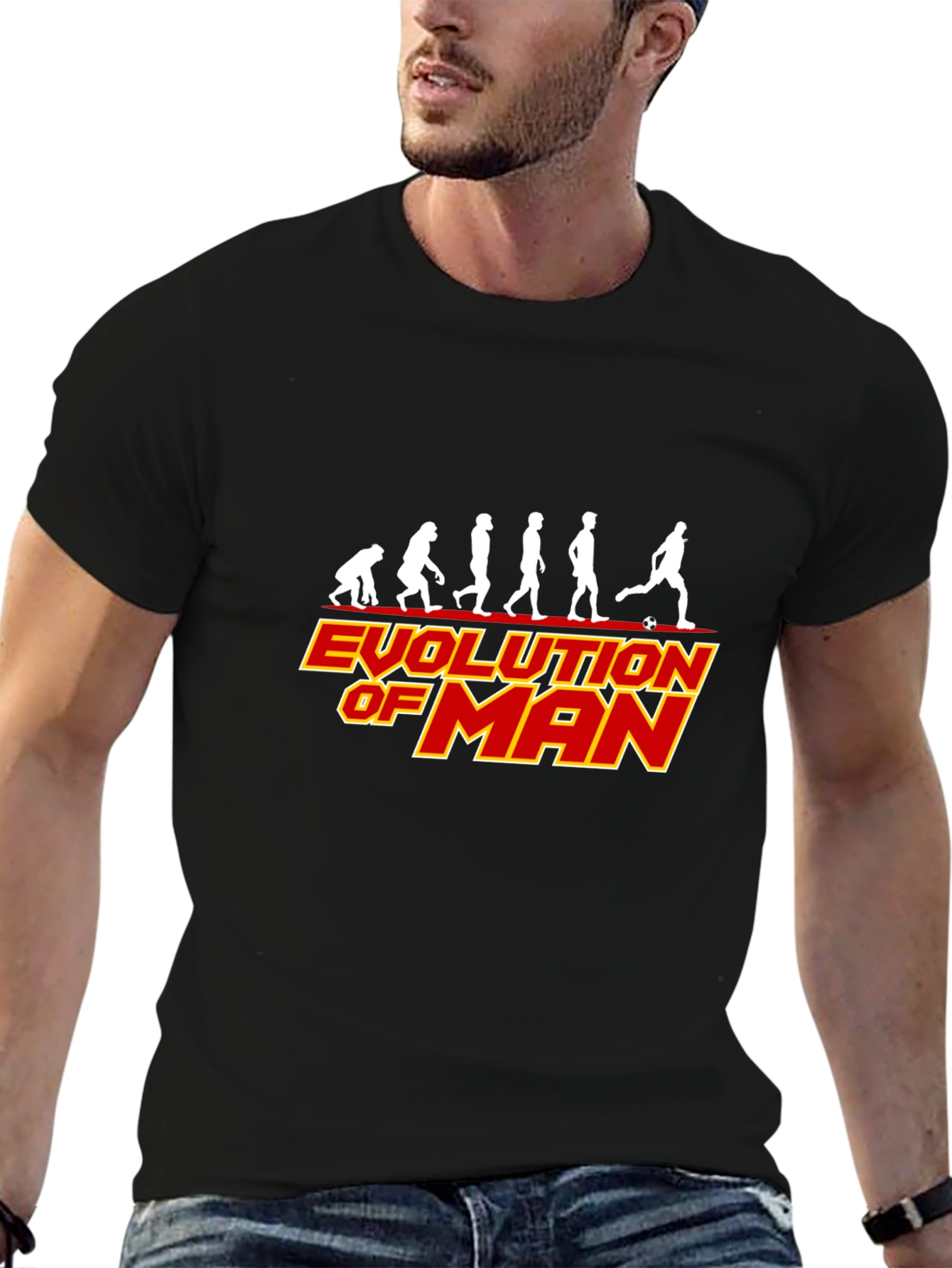 Black Evolution of Man Soccer Black T-Shirt view 6