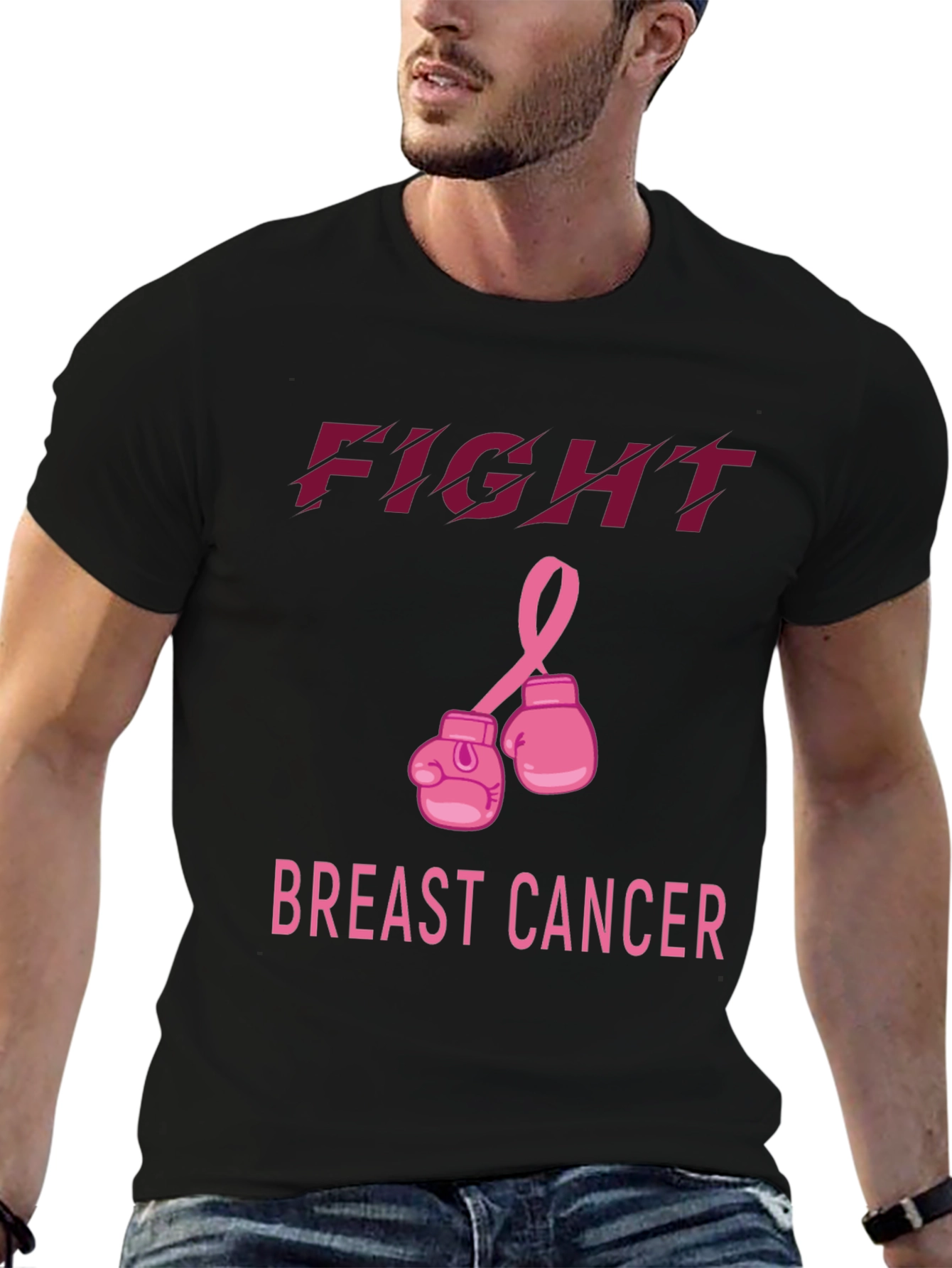 Black Fight Breast Cancer T-Shirt view 6