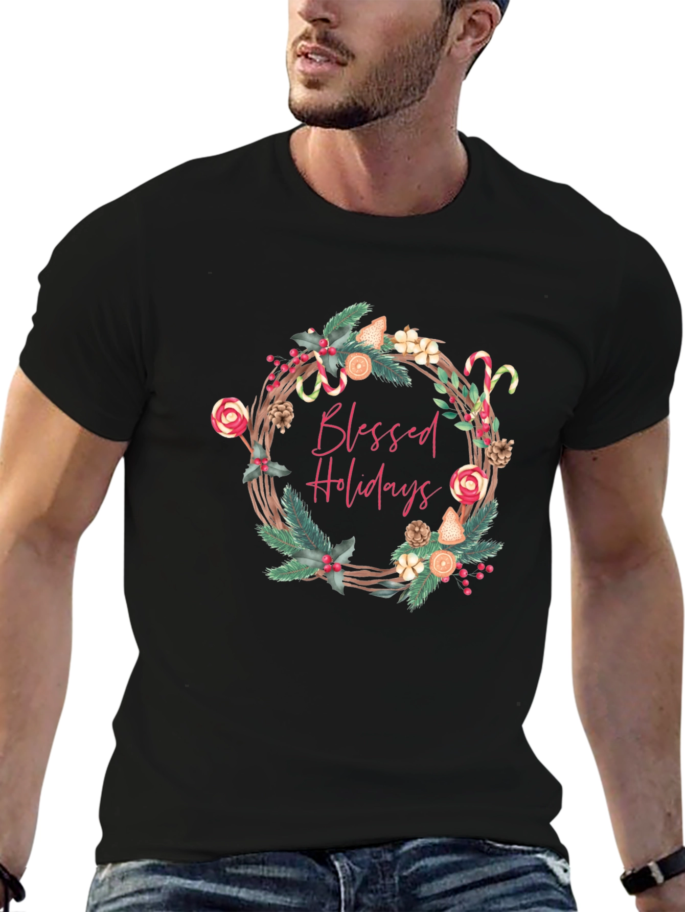 Blessed Holidays Graphic Tee - Festive Christmas T-Shirt - 6