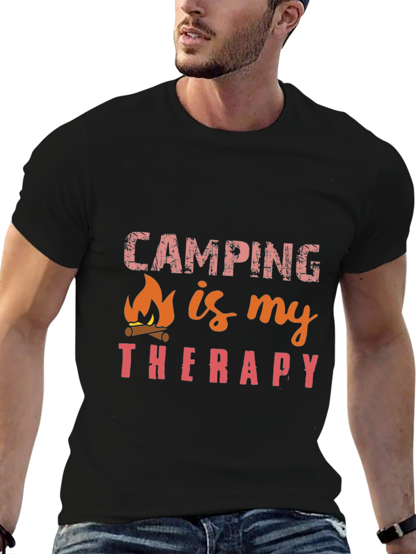 Black Camping is My Therapy Black T-Shirt view 6