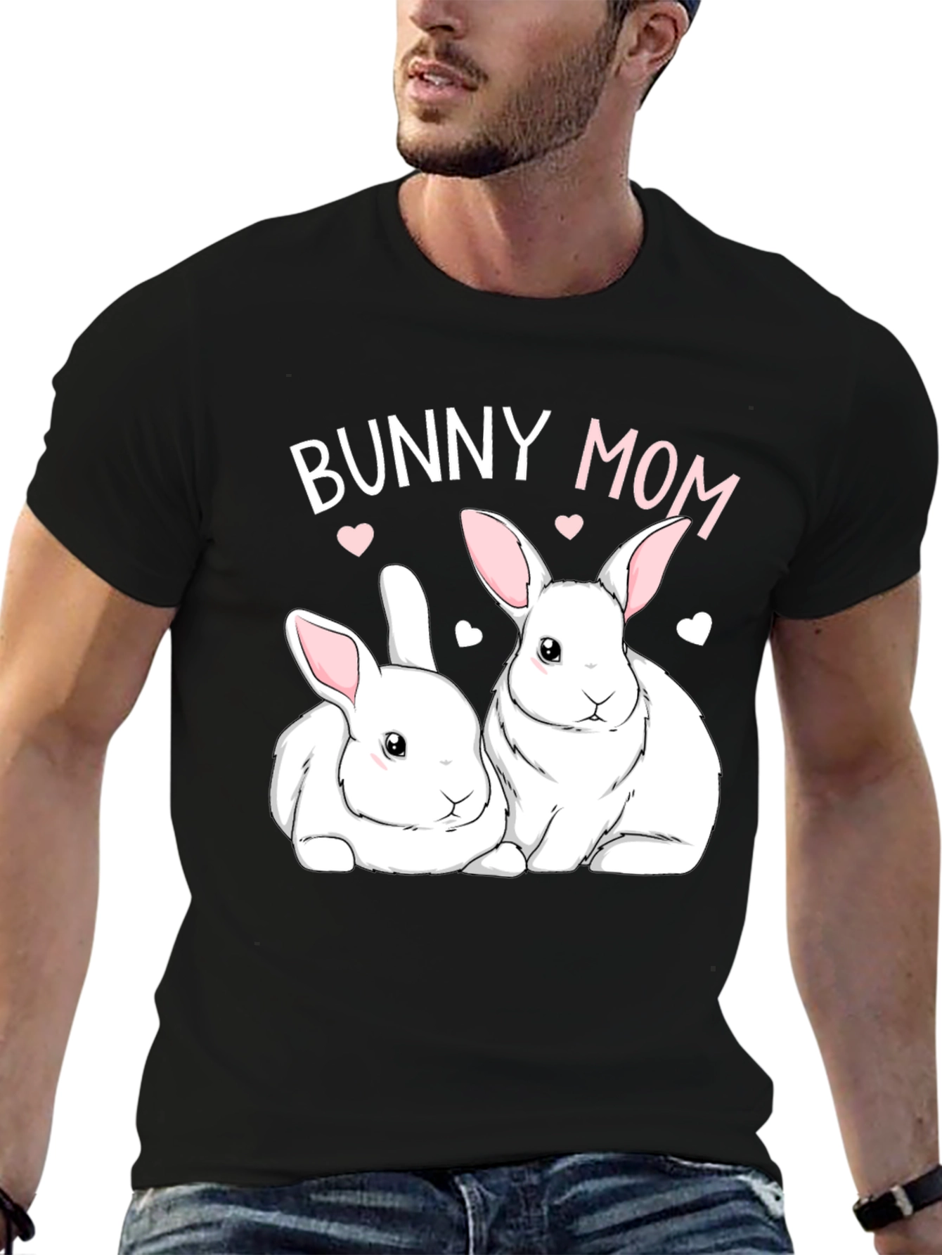 Black Bunny Mom T-Shirt - Cute Rabbit Graphic Tee view 6